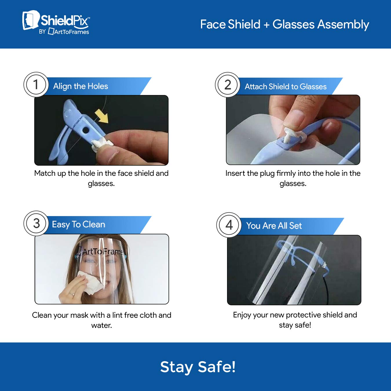 ArtToFrames 20-Pack Protective Face Shields - Paisley Design, Transparent Face & Eye Protection Against Droplets & Saliva - Reusable Glasses with Replaceable Shield PPE for Healthcare, Schools & Public Safety