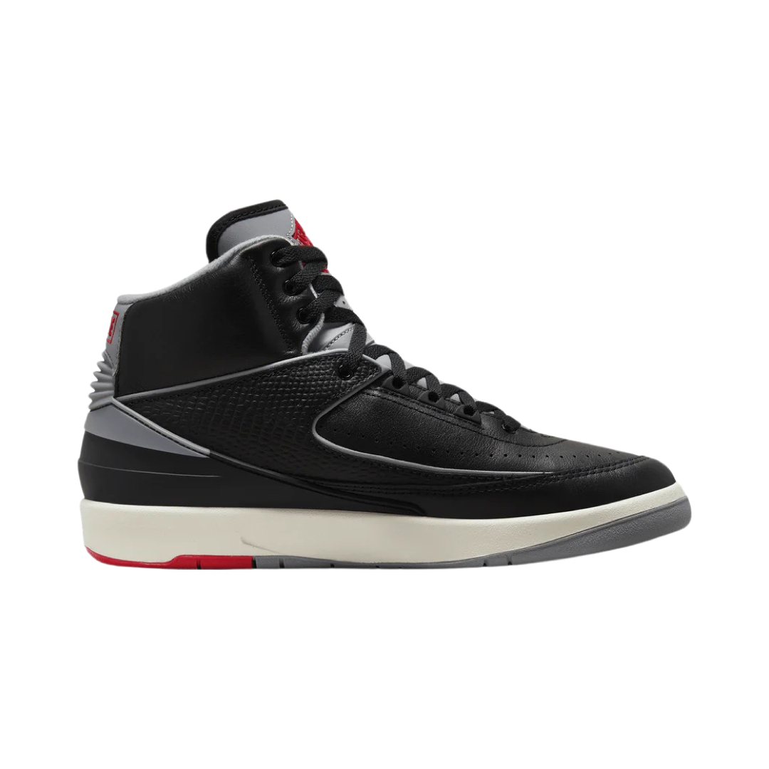 Air Jordan 2 Retro Men's Basketball Shoes - Black/Cement Grey/Fire Red - High-Top Sneakers for Streetwear & Court Performance