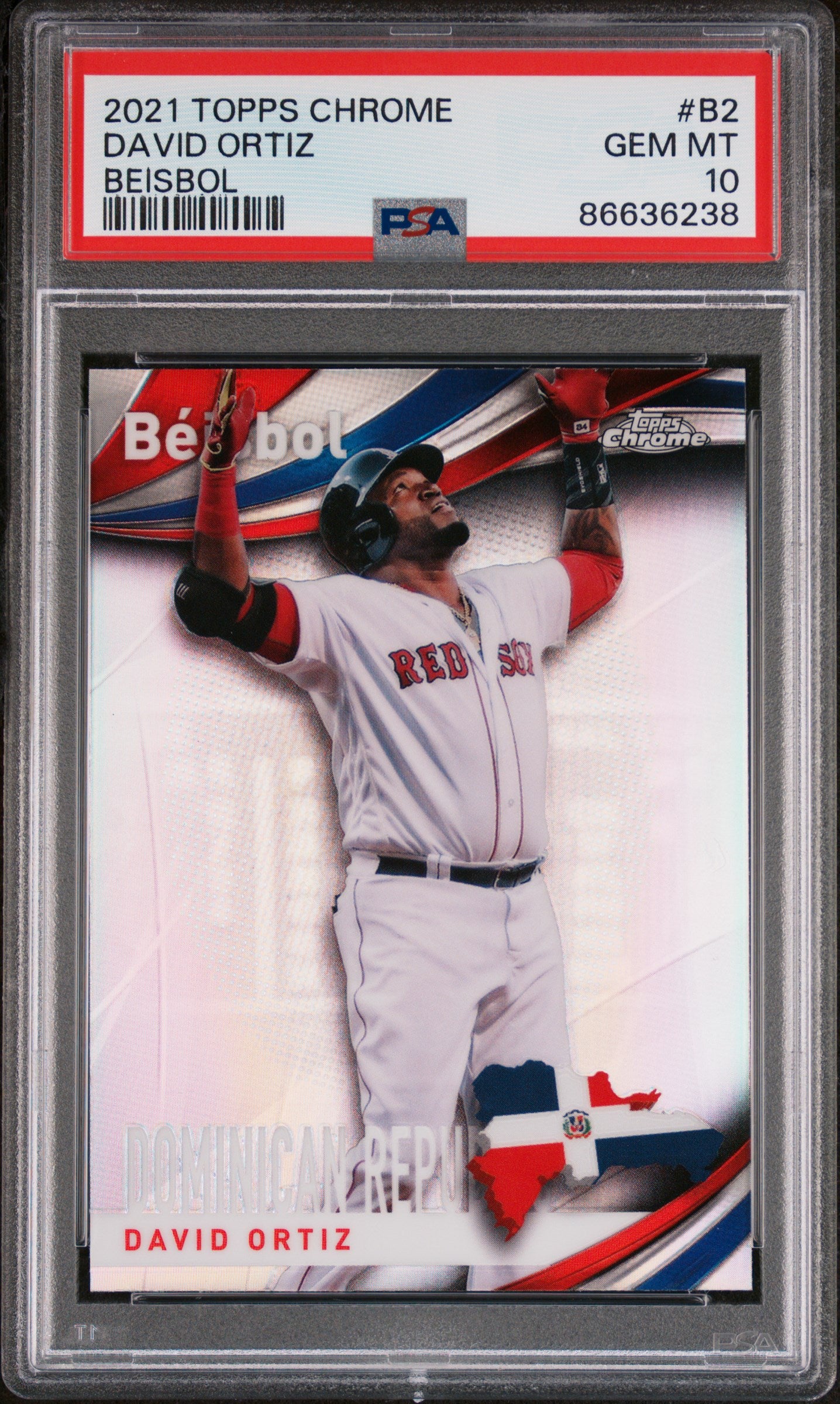 2021 Topps Chrome Baseball David Ortiz #B2 PSA 10 Gem Mint - Perfect for Baseball Card Collectors & Sports Memorabilia Displays