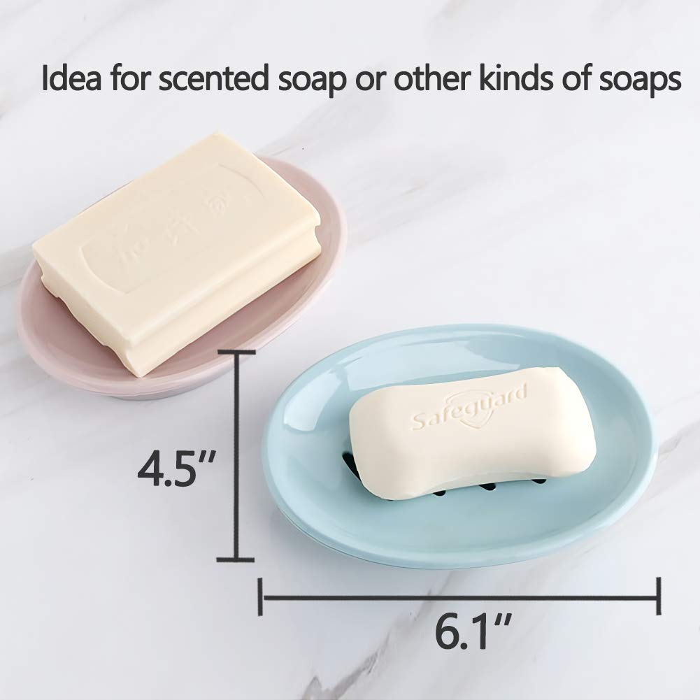 WYOK 2-Pack Soap Dish with Drain - Premium Soap Holder for Shower, Bathroom & Kitchen - Prevents Mushy Soap, Easy to Clean & Durable - Perfect for Keeping Your Soap Dry & Organized (Khaki) - Ideal for Home, RV, Gym & Travel Use