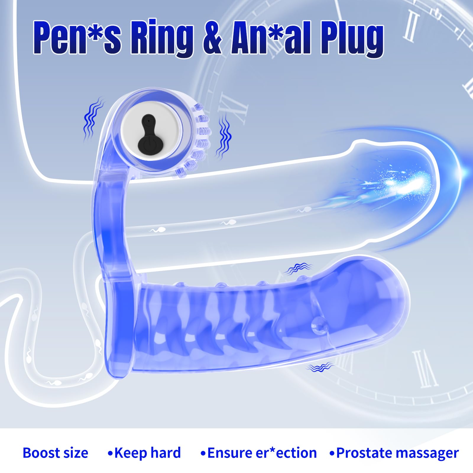 IMOTANI Double Penetration Cock Ring with Mini Bullet Vibrator - Anal Dildo Butt Plug & Prostate Massager for Men - Strap-On Adult Sex Toys for Couples Play and Solo Pleasure