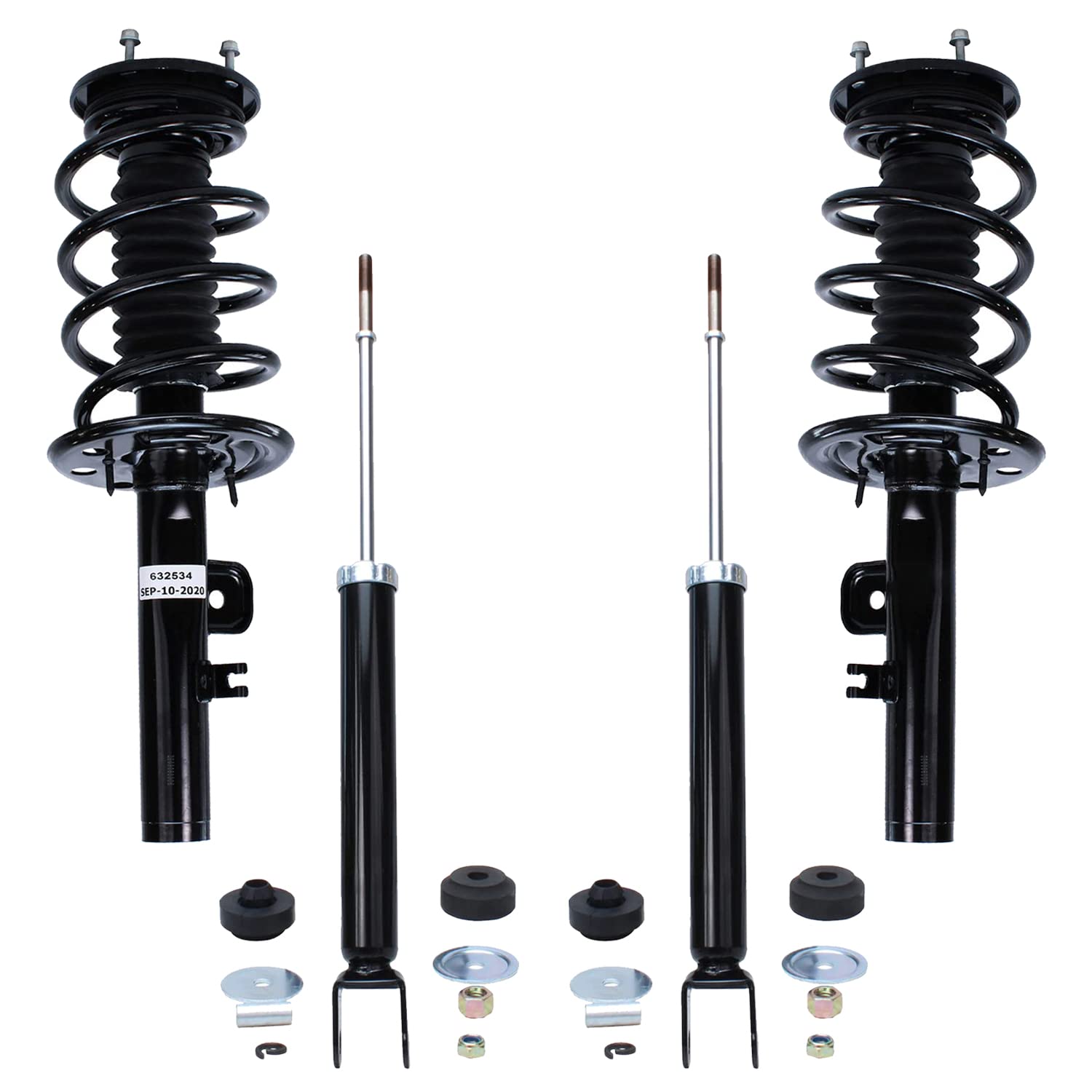 Detroit Axle Complete Front Struts & Rear Shock Absorbers Kit for 2009-2012 Ford Flex (Non-Turbo) - Easy Installation, Includes 2 Coil Spring Struts & 2 Shocks - Perfect for Smooth Ride & Suspension Repair (2009 2010 2011 Models)