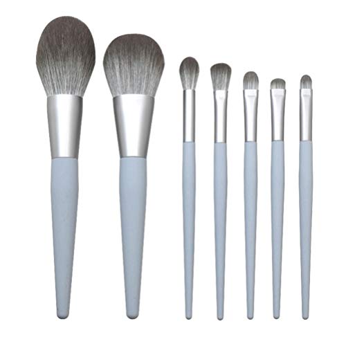 HEALLILY 7Pcs Makeup Brush Set with Storage Bag for Travel - Grey Beauty Tools for Women