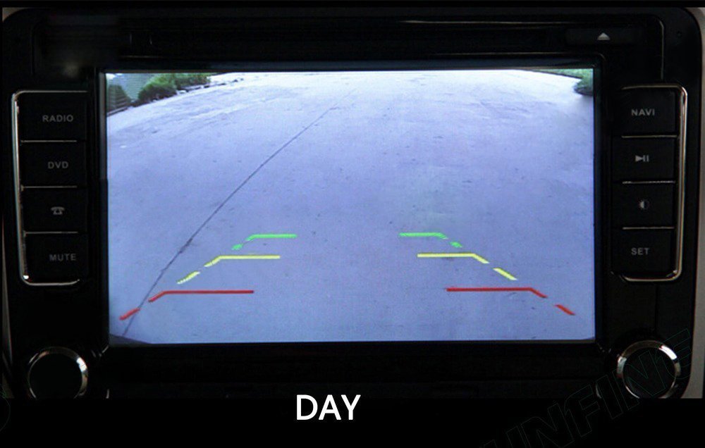 KUNFINE Universal Rear View Backup Camera with 4 LED Lights, RCA Night Vision, IP67 Waterproof - Perfect for Parking Assistance & Safe Reversing in Cars, Trucks, SUVs