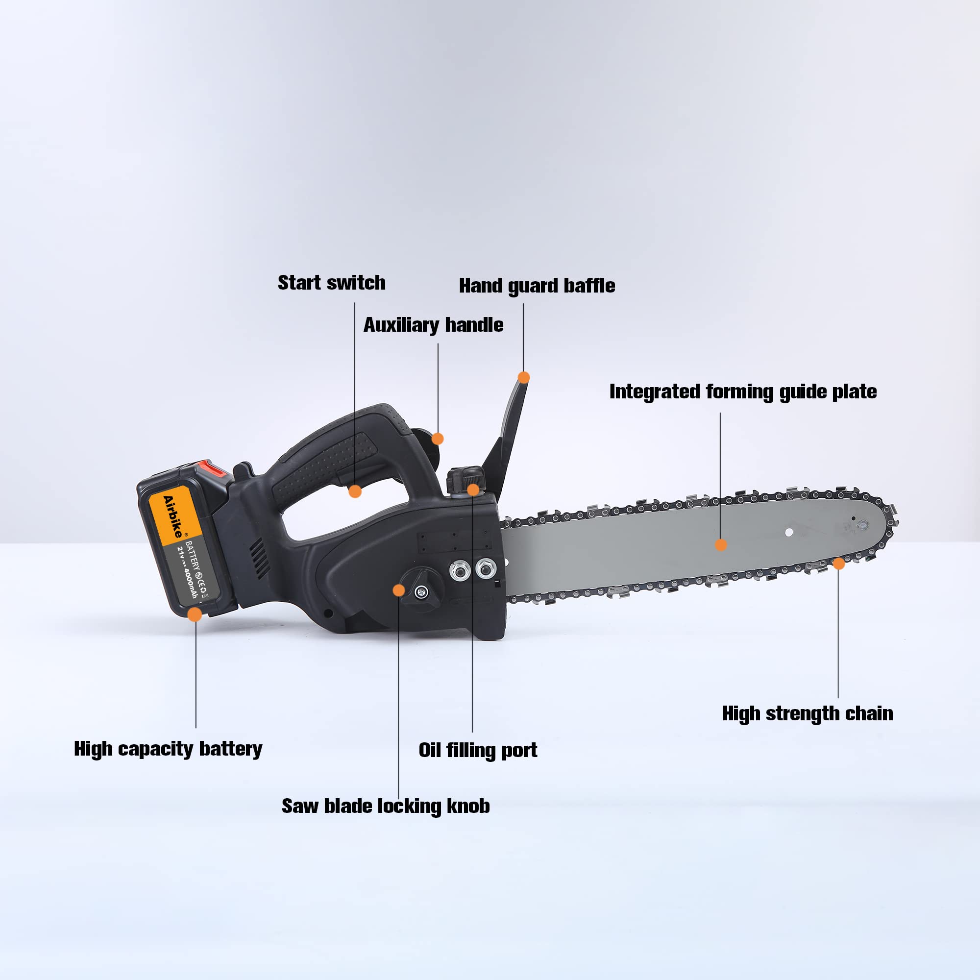 12-Inch Cordless Electric Chainsaw with 2x 4000mAh Batteries - Powerful Battery-Powered Chainsaw for Wood Cutting, Branch Trimming, Tree Pruning & Yard Maintenance - Perfect for Home Gardening, Landscaping & DIY Woodworking Projects