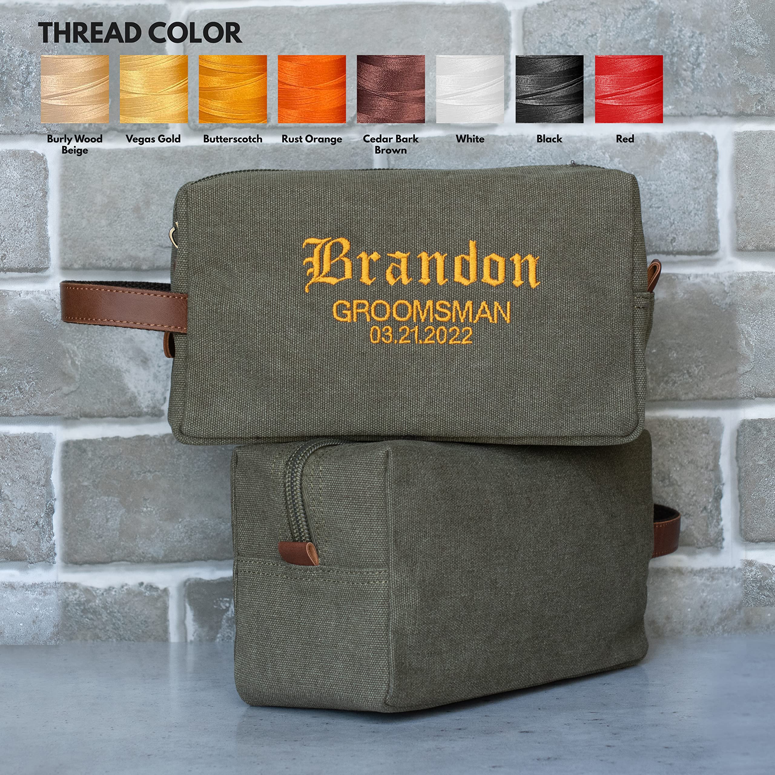 Personalized Groomsmen Gifts Set of 6 - Embroidered Travel Toiletry Bags for Men with Custom Name & Title | 8 Thread Color Options | Wedding Party Proposal Gift Idea | Perfect for Bachelor Trips, Destination Weddings & Honeymoon Travel Essentials (Grey)