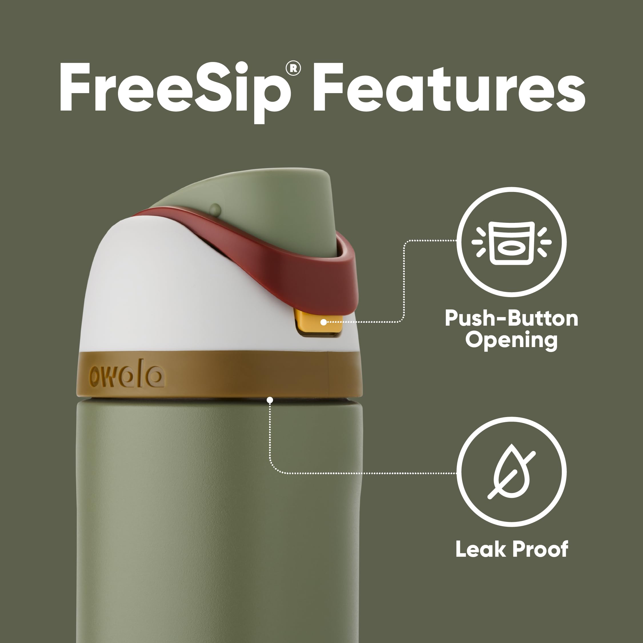 Owala Star Wars FreeSip Insulated Stainless Steel Water Bottle with Straw - 24oz BPA-Free Leak Proof Water Bottle for Sports, Gym, Hiking & Travel - Boba Fest Design for Kids & Adults