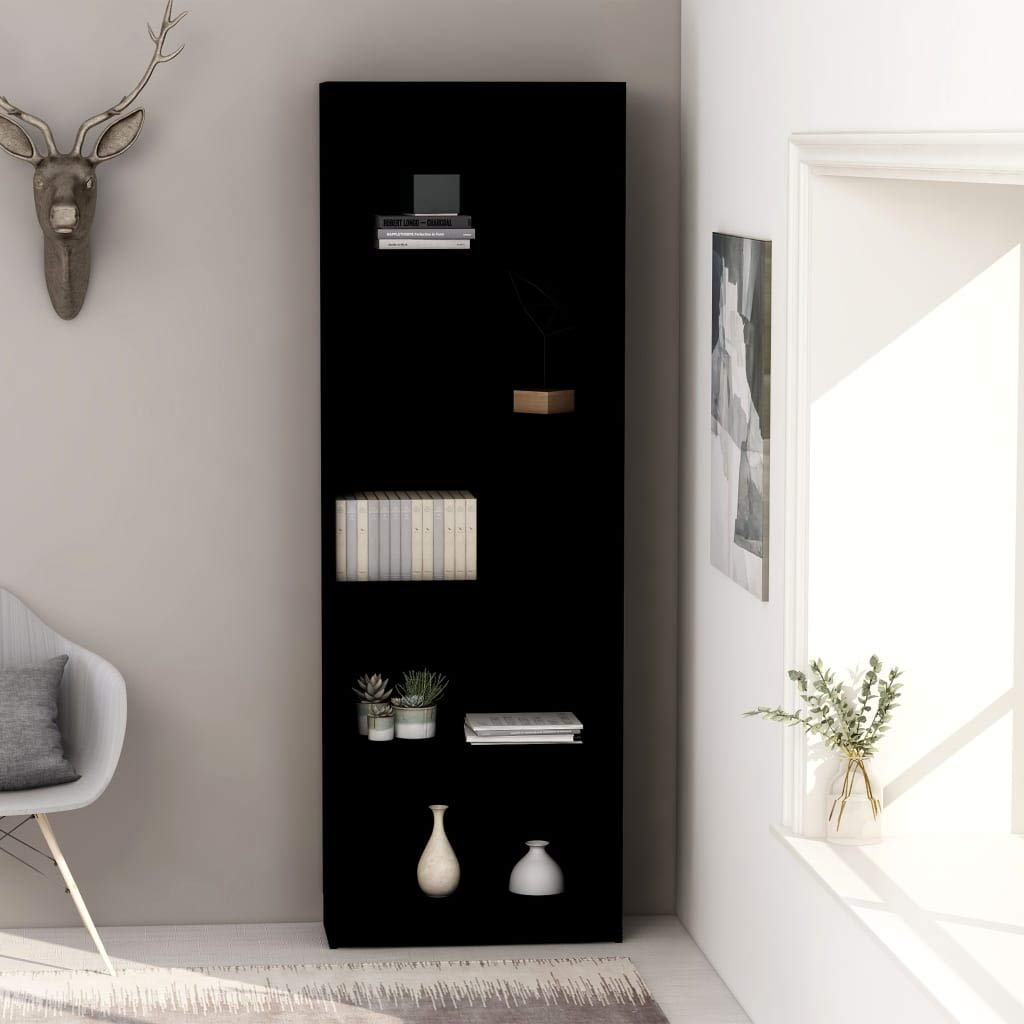 5-Tier Bookcase Storage Shelf - Modern Wooden Standing Bookshelf for Home Office, Open Display Shelf for Books, Plants & Decor - Black - Perfect for Living Room, Bedroom & Study Organization