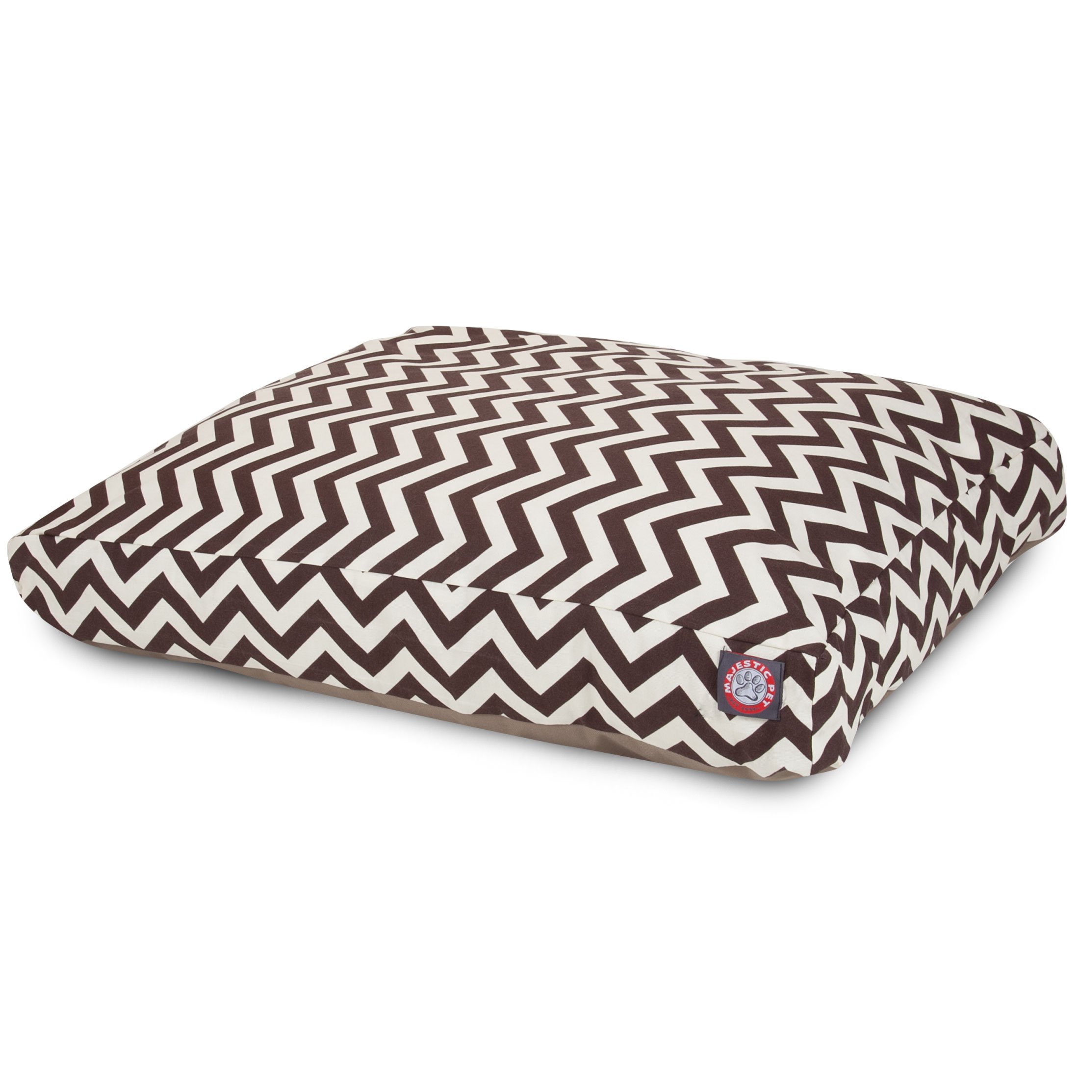 Majestic Pet Chevron Rectangle Washable Dog Bed – Non-Slip Comfortable Crate & Kennel Bed with Removable Cover – Large Chocolate Polyester Fiber Pet Bed for Sleeping, Lounging & Travel