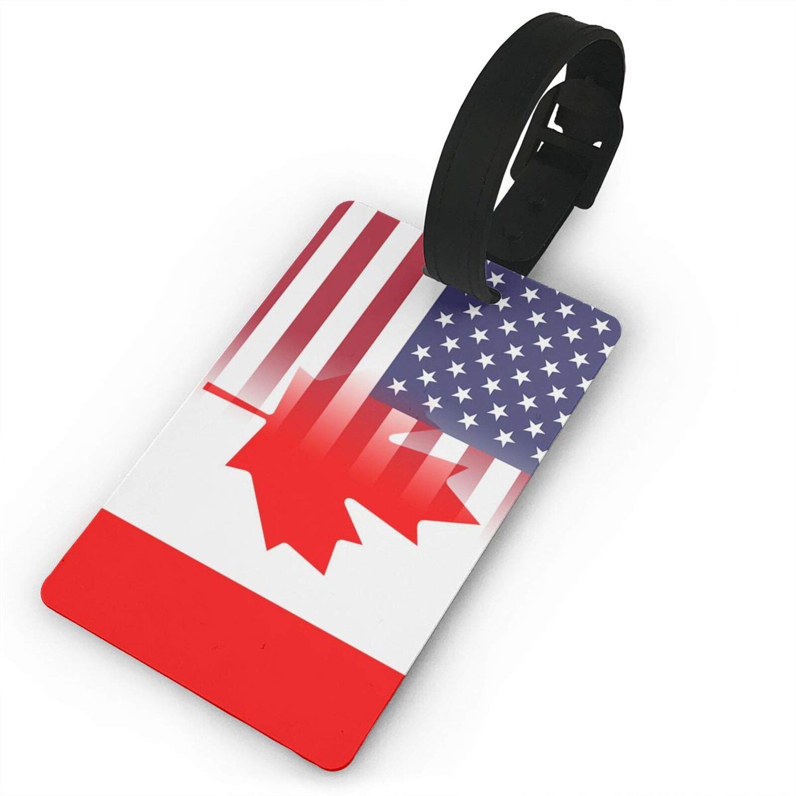 American Flag & Canadian Flag PVC Luggage Tags - Durable Suitcase ID Tags with Privacy Protection for Travel, Backpack & Suitcase Identification