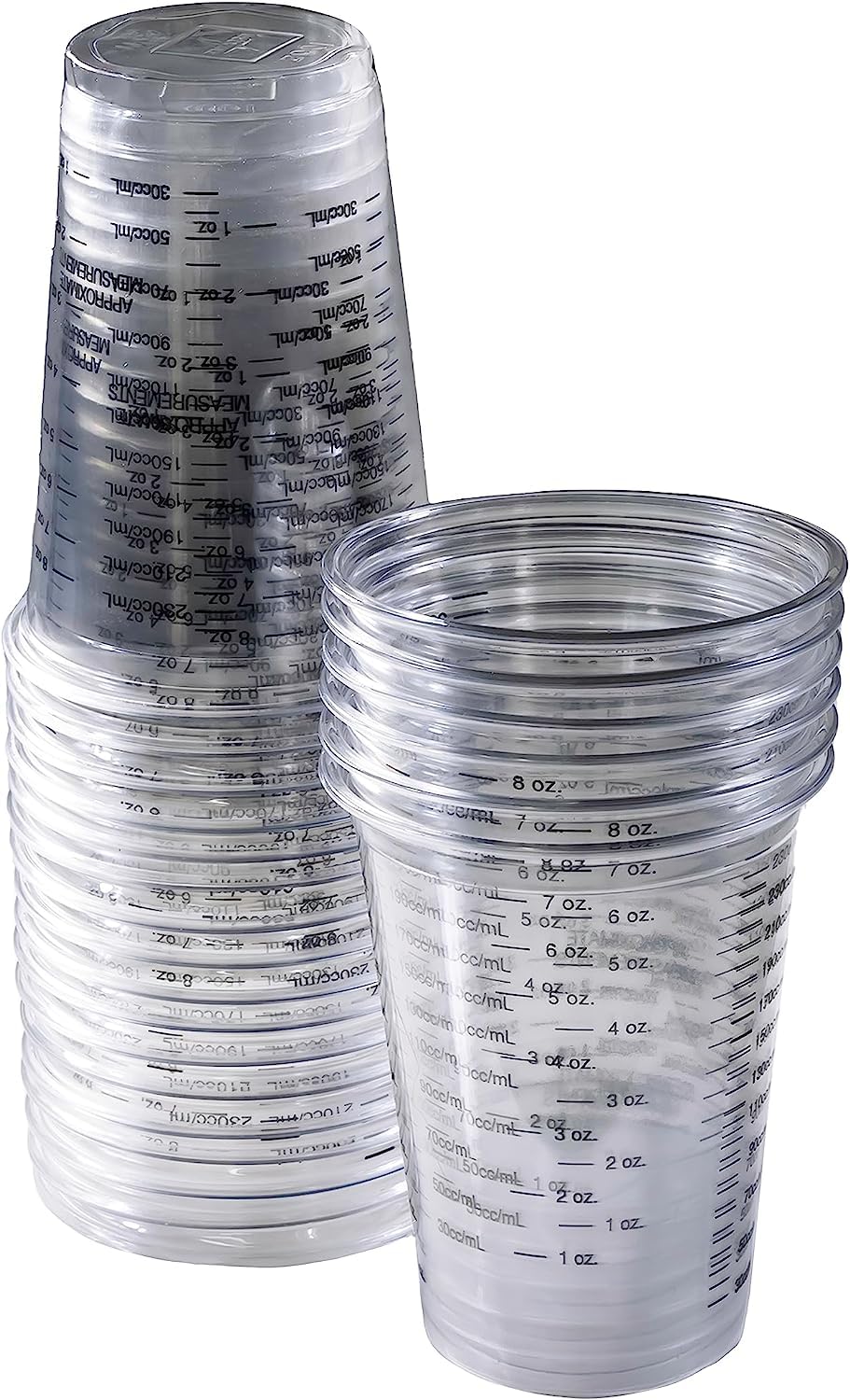 1000 Pack 10 oz Disposable Plastic Measuring Cups - Clear Graduated Cups for Cooking, Baking, Mixing Drinks, Resin, Paint & Stain - Precise ML/CC/OZ Measurements - Perfect for Kitchens, Bars, Labs & DIY Projects