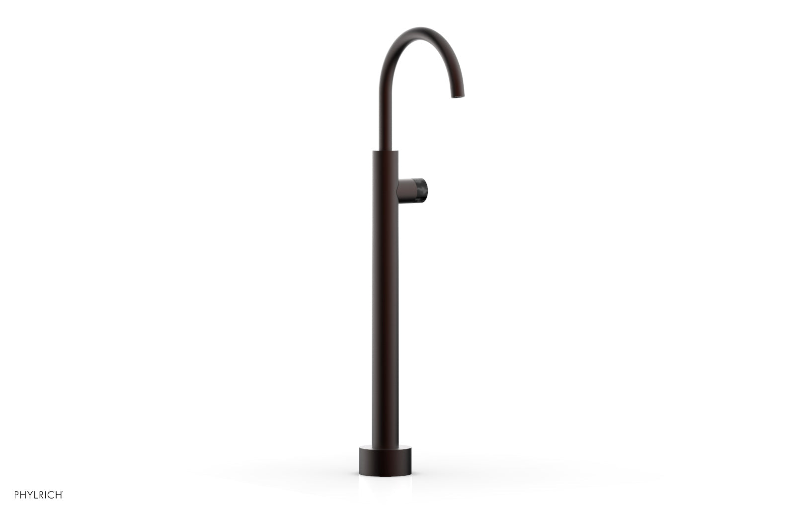 BASIC II Low Floor Mount Tub Filler with Black Marble Handle - Model 230 47 04 | Modern Bathroom Faucet for Freestanding Tubs & Luxury Spa Settings