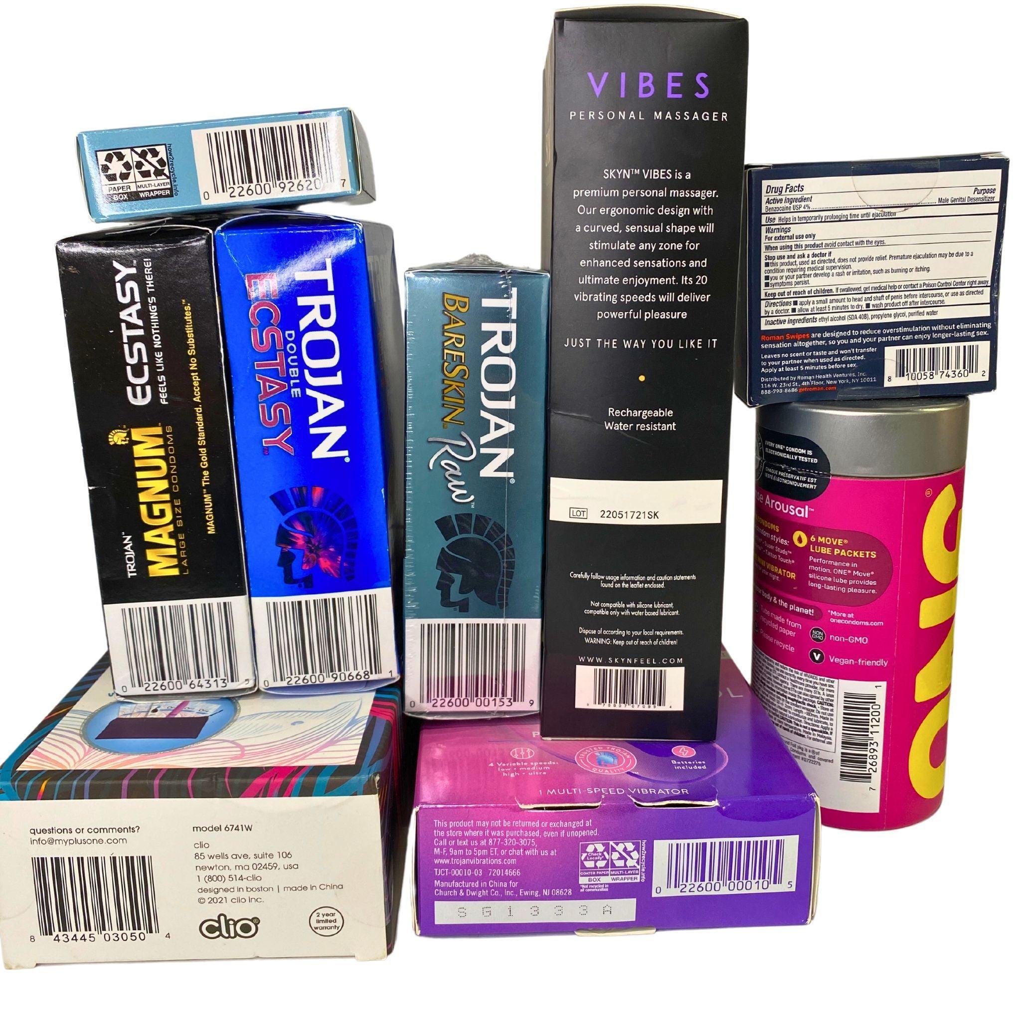 Premium Intimate Mix Bundle - 84 Pcs Condoms, Toys & Endurance Wipes (Roman, Magnum, Plus One, Trojan) for Couples & Adult Play - Perfect for Date Night & Spicing Up Relationships