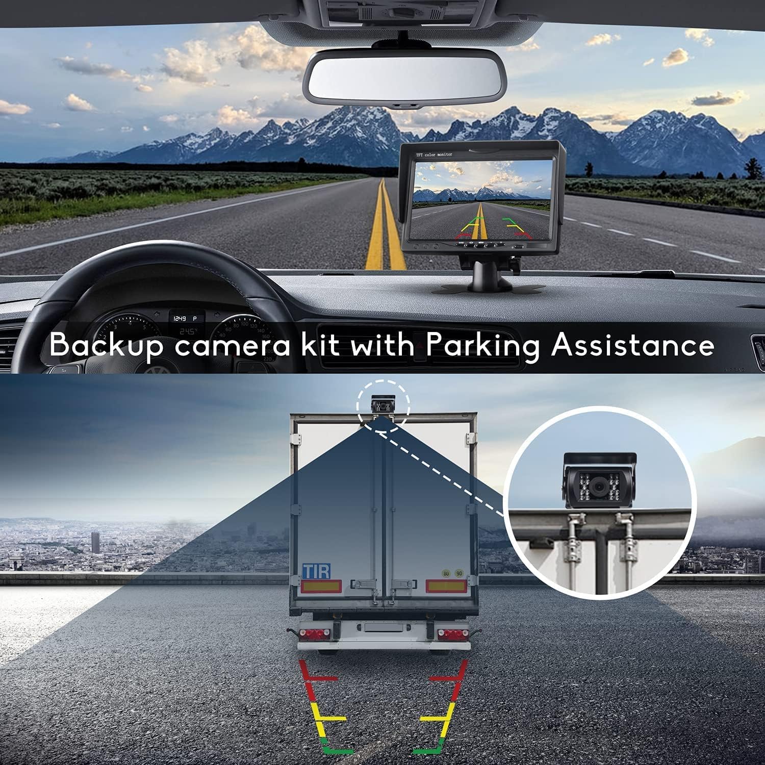 Gofemial 1080P HD Reversing Backup Camera with 4.5