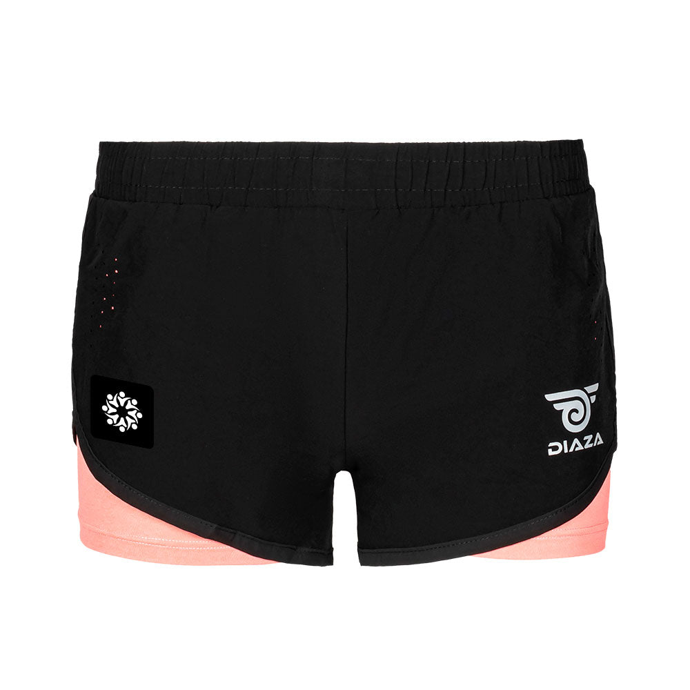 Miami International Academy Rosa Shorts - Women's High Waisted Athletic Running Shorts for Yoga, Gym & Workout - Comfortable Breathable Activewear for Sports & Fitness
