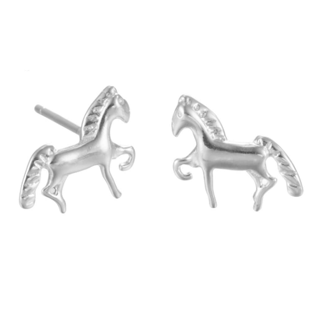 925 Sterling Silver Horse Stud Earrings for Women & Girls - Hypoallergenic Tiny Animal Jewelry - Cute Small Post Earrings for Birthday Gift, Cowgirl Fashion & Western Style Accessories