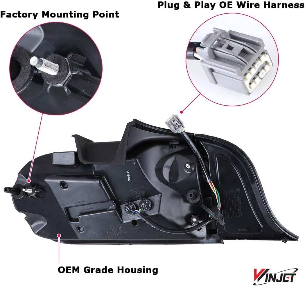 Winjet Euro Style LED Tail Lights Assembly for 2015-2022 Ford Mustang - Sequential Dynamic Turn Signals & Running Lights, Smoke Lens (1 Pair) - Upgrade Your Mustang's Rear Style for Night Driving & Car Shows