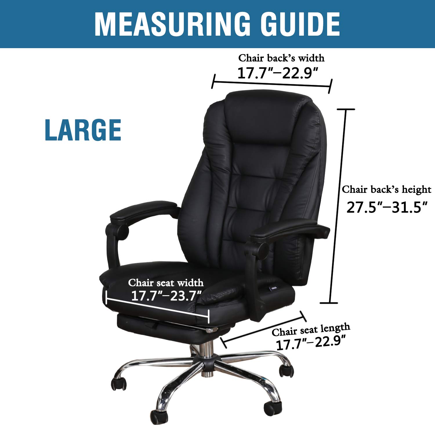H.VERSAILTEX Stretchable Universal Chair Cover - Fits Home Office, Executive, Gaming & Boss Chairs | Non-Slip Thick Jacquard Fabric | Grey - Large Size | Perfect for Workspace, Gaming Setup & Office Decor