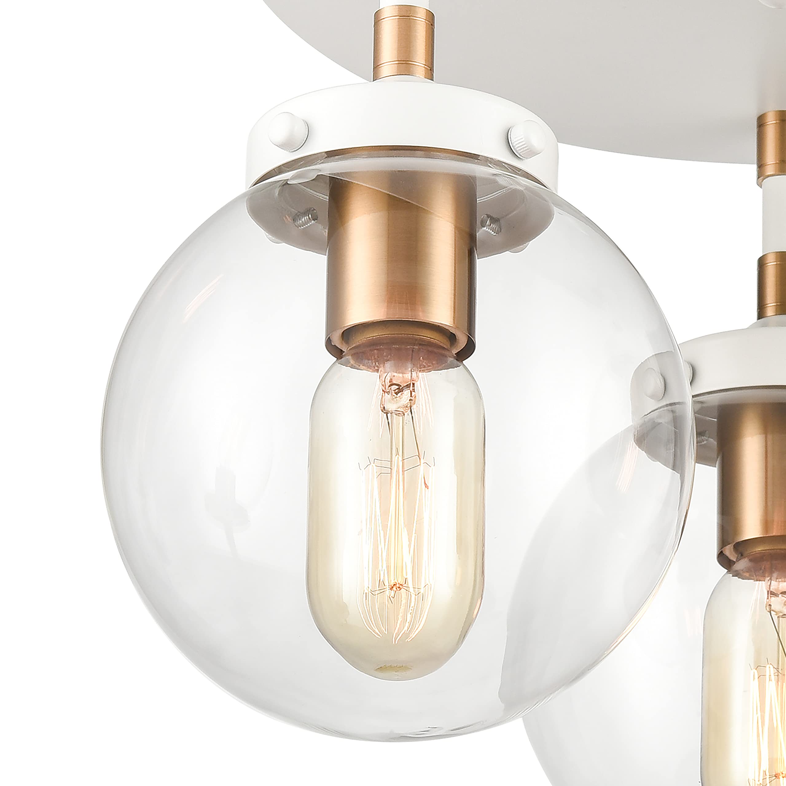 Elk Home Boudreaux 3-Light Semi Flush Mount Ceiling Light Fixture - Matte White Finish with Clear Glass Shades, Modern Contemporary Style for Living Room, Bedroom or Dining Room Lighting