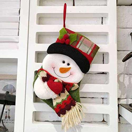 FUYIN Santa Claus Socks Gift Bags - Christmas Decorations with Snowman Pendant (1929 Vintage Style) - Perfect for Holiday Stocking Stuffers, Tree Ornaments & Festive Home Decor