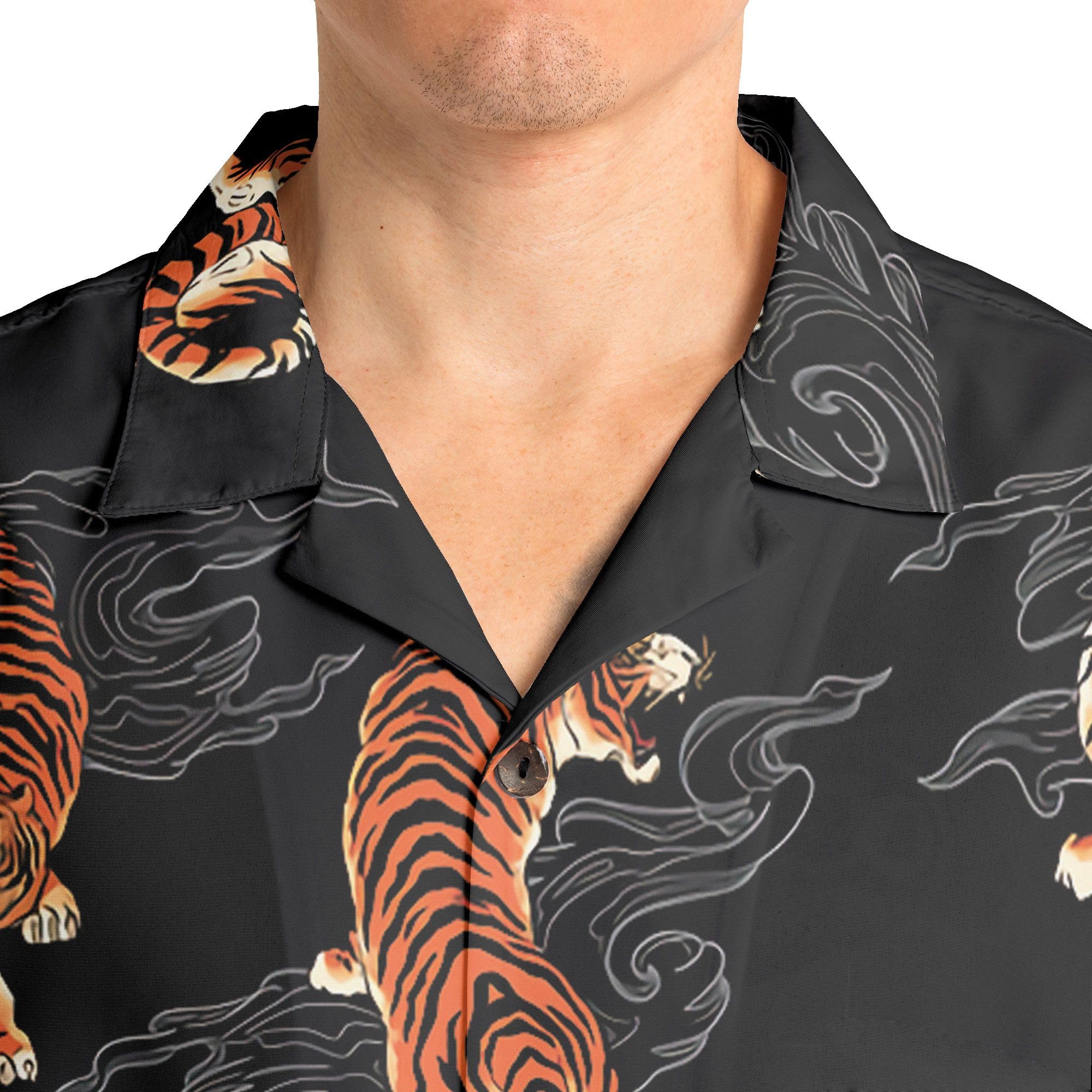 HYPERFAVOR Men's Tiger Hawaiian Shirts - Short Sleeve Casual Tropical Print Shirt for Men | Unique Gift Idea for Animal Lovers | Perfect for Beach Parties, Summer Vacations & Casual Outings