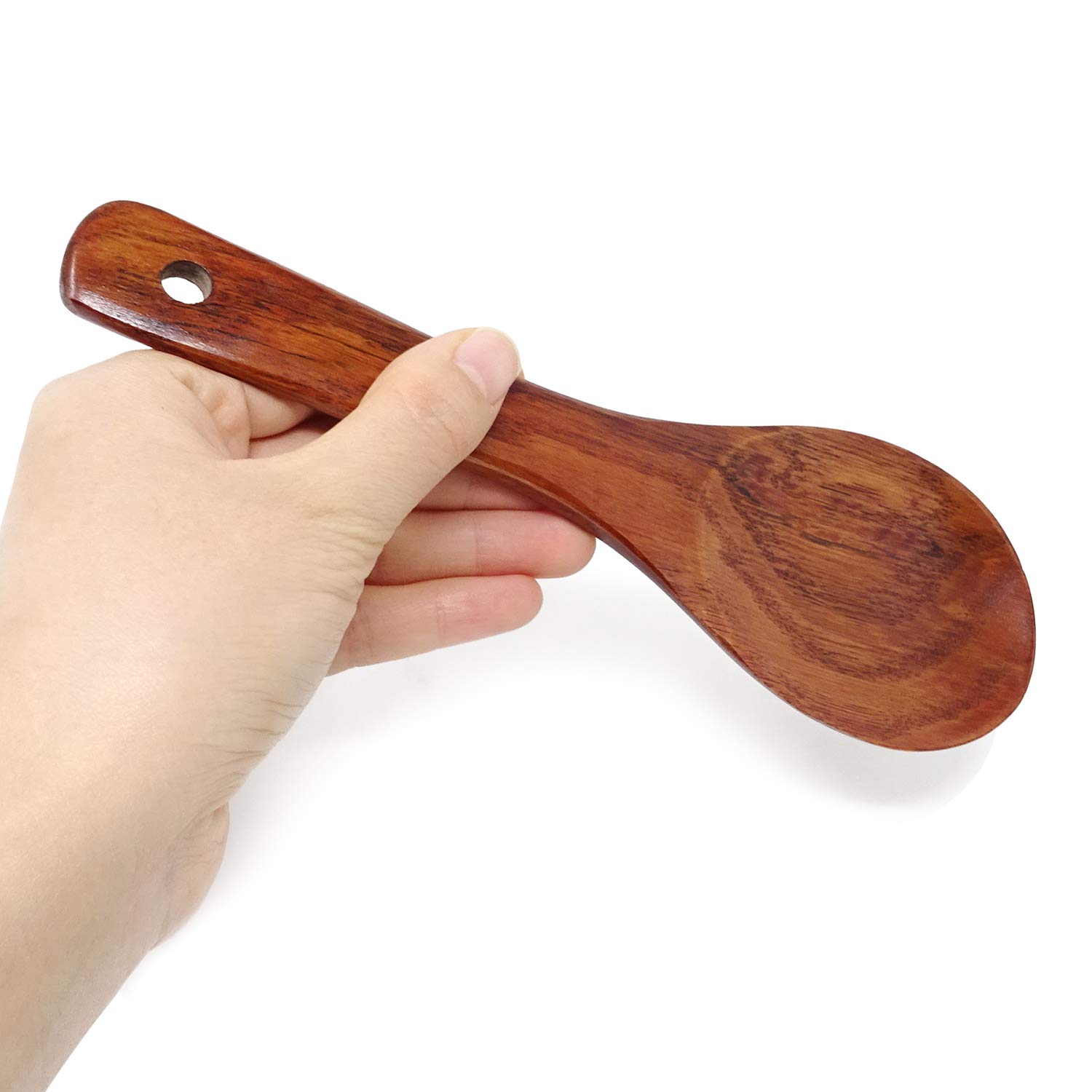 Honbay 2-Piece Wooden Rice Paddle Set - Natural Non-Stick Heat Resistant Cooking & Serving Spoons - Perfect for Rice, Stir-Fry & Kitchen Cooking Utensils