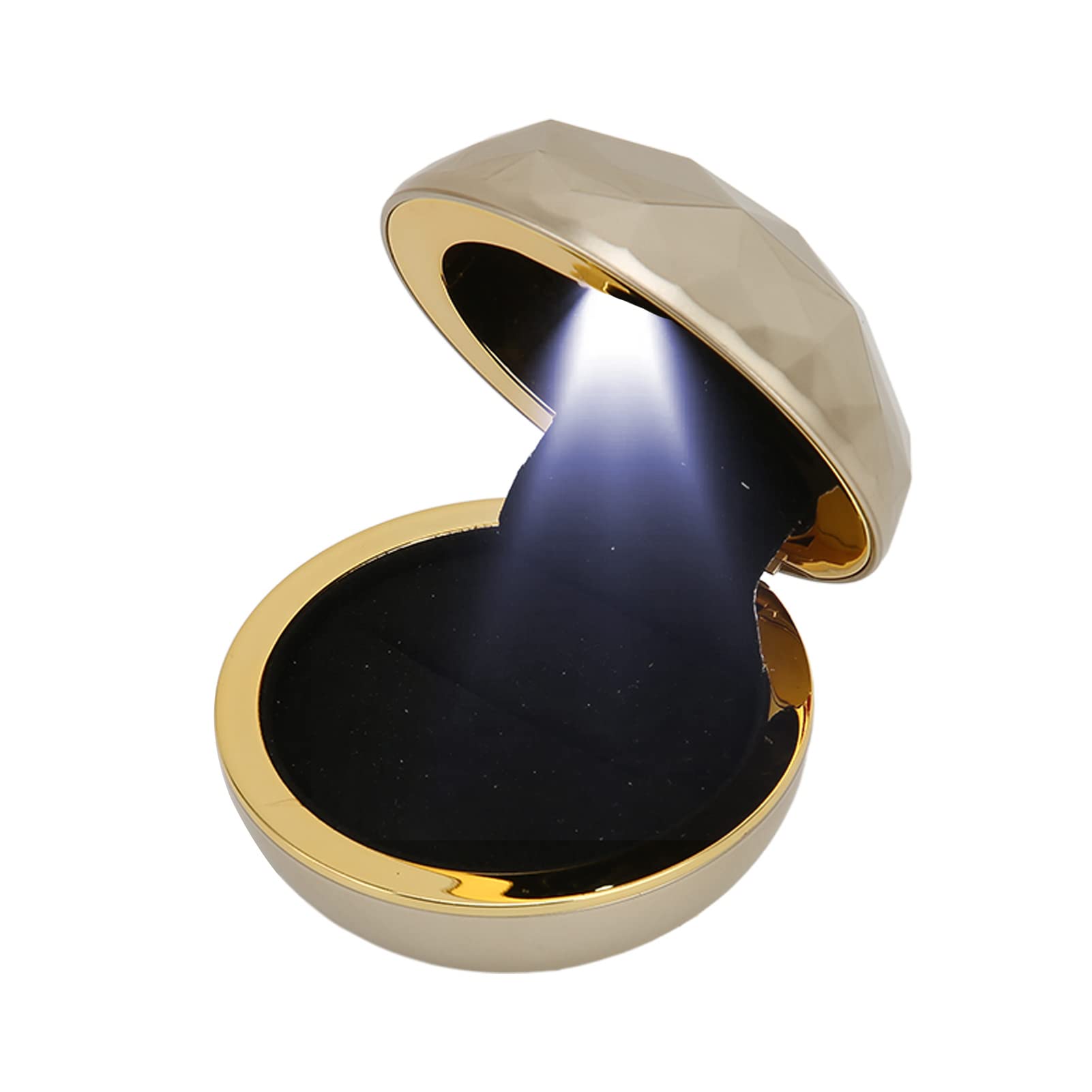 Elegant Round Portable Jewelry Gift Box with 75mAh Rechargeable LED Light - Perfect for Engagement Rings, Wedding Proposals & Romantic Gift Presentation