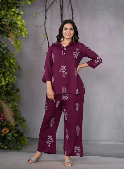 Maroon Serene Slumber Co-Ord Set - Soft Lounge Pajama Set for Women | Perfect for Sleepwear, Relaxing at Home & Cozy Nights