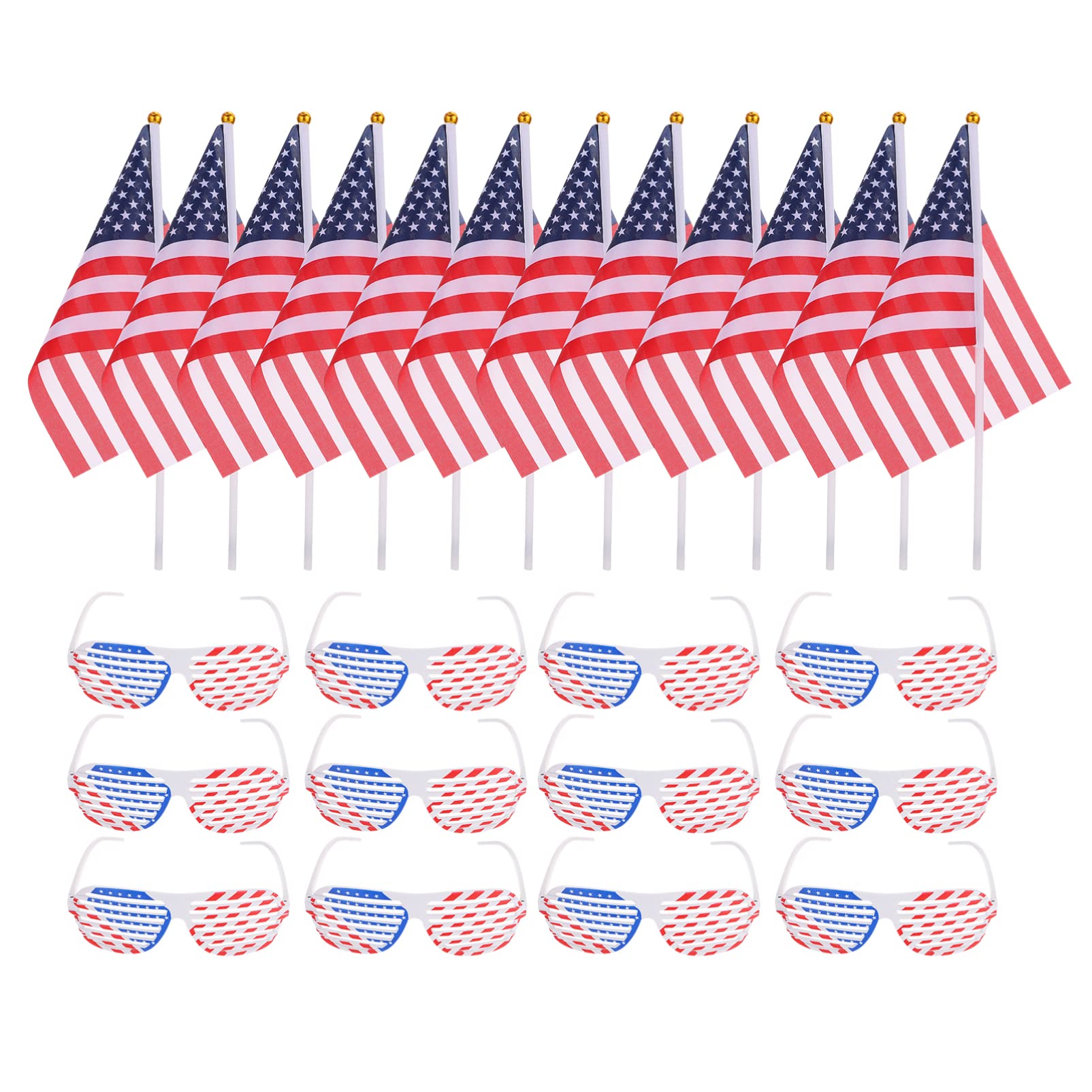 Patriotic American Flag Shutter Glasses - Red White Blue Plastic Sunglasses for 4th of July Parties, Independence Day Celebrations & USA Themed Events (12 Pairs) - Perfect for Parades, BBQs & Patriotic Decorations