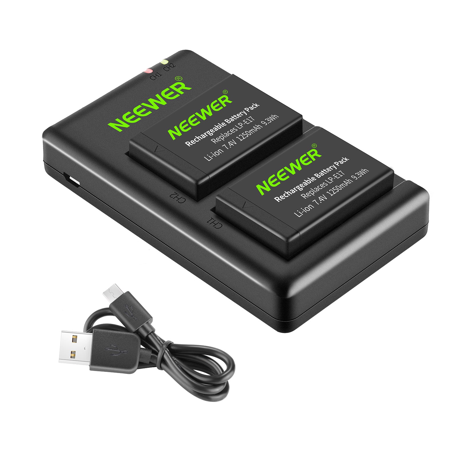 NEEWER 2 Pack LP-E17 Replacement Battery & Charger Set for Canon EOS Cameras - Perfect for Travel, Photography & Professional Use