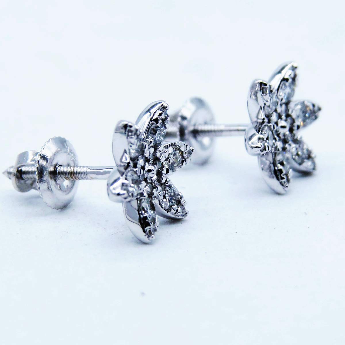 Dazzlingrock Collection 14K Solid White Gold Round Gemstone Flower Stud Earrings for Women - Perfect for Weddings, Parties & Everyday Elegance
