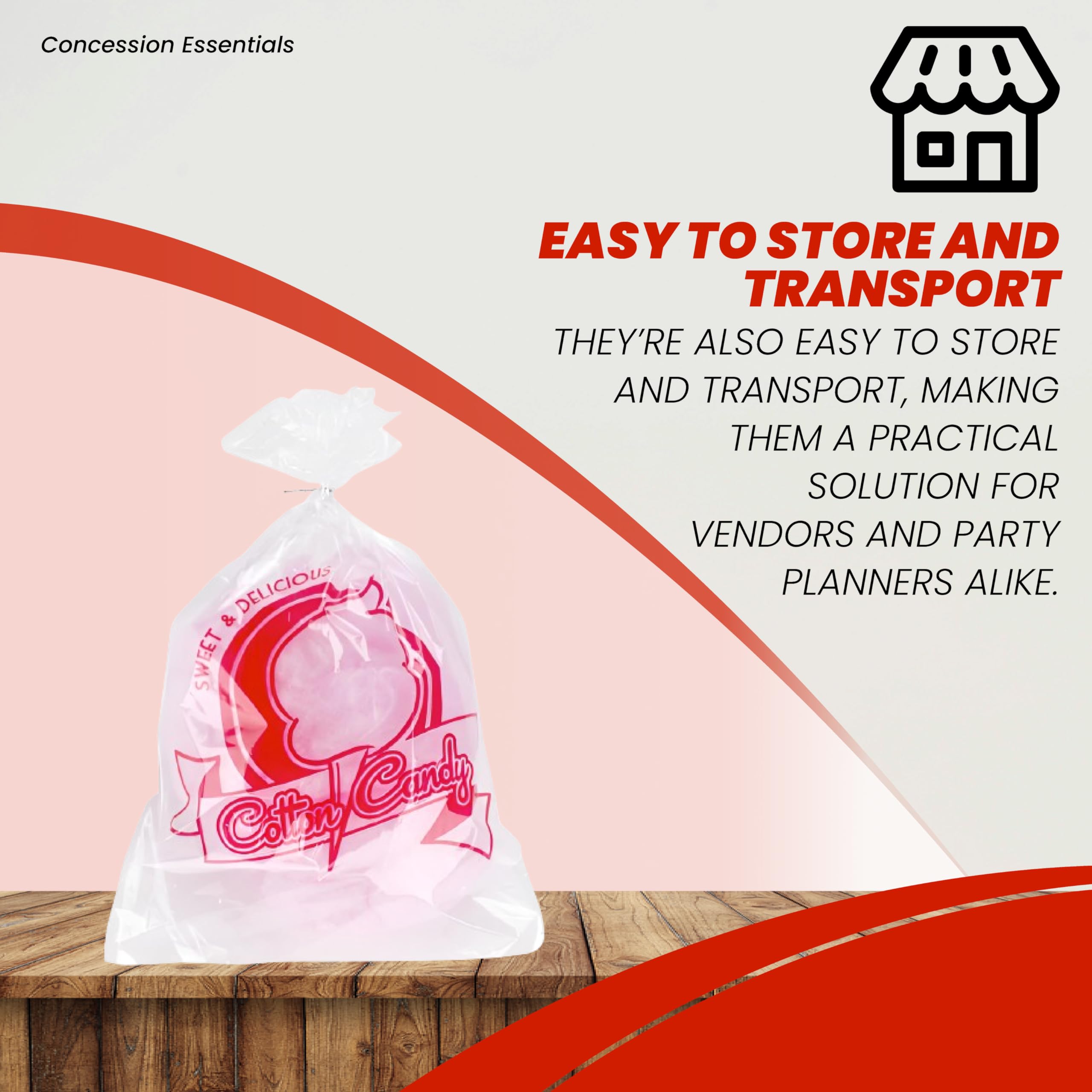 300 Count Cotton Candy Bags with Twist Ties - 0.5