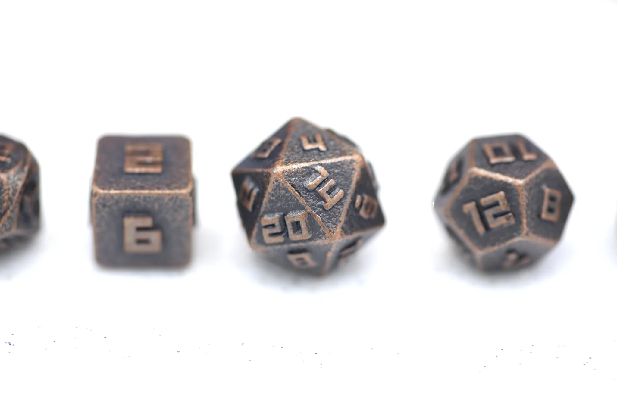10MM Mini Metal RPG Dice Set - Ancient Copper Finish for Dungeons & Dragons, Pathfinder & Tabletop Gaming