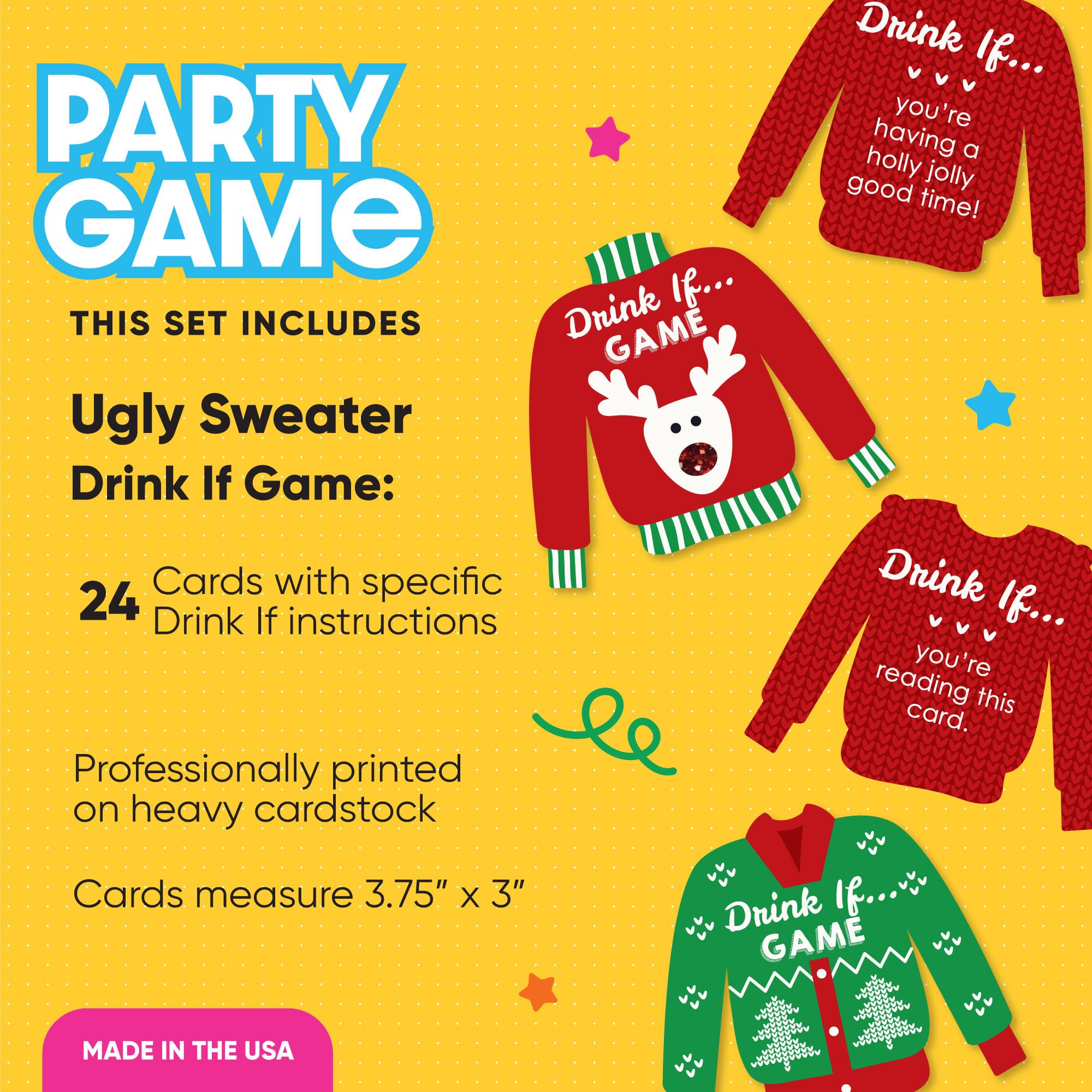 Big Dot of Happiness Christmas Drink If Game - Fun Ugly Sweater Party Card Game for Adults (24 Count) | Perfect for Holiday Gatherings, Office Parties & Family Game Nights