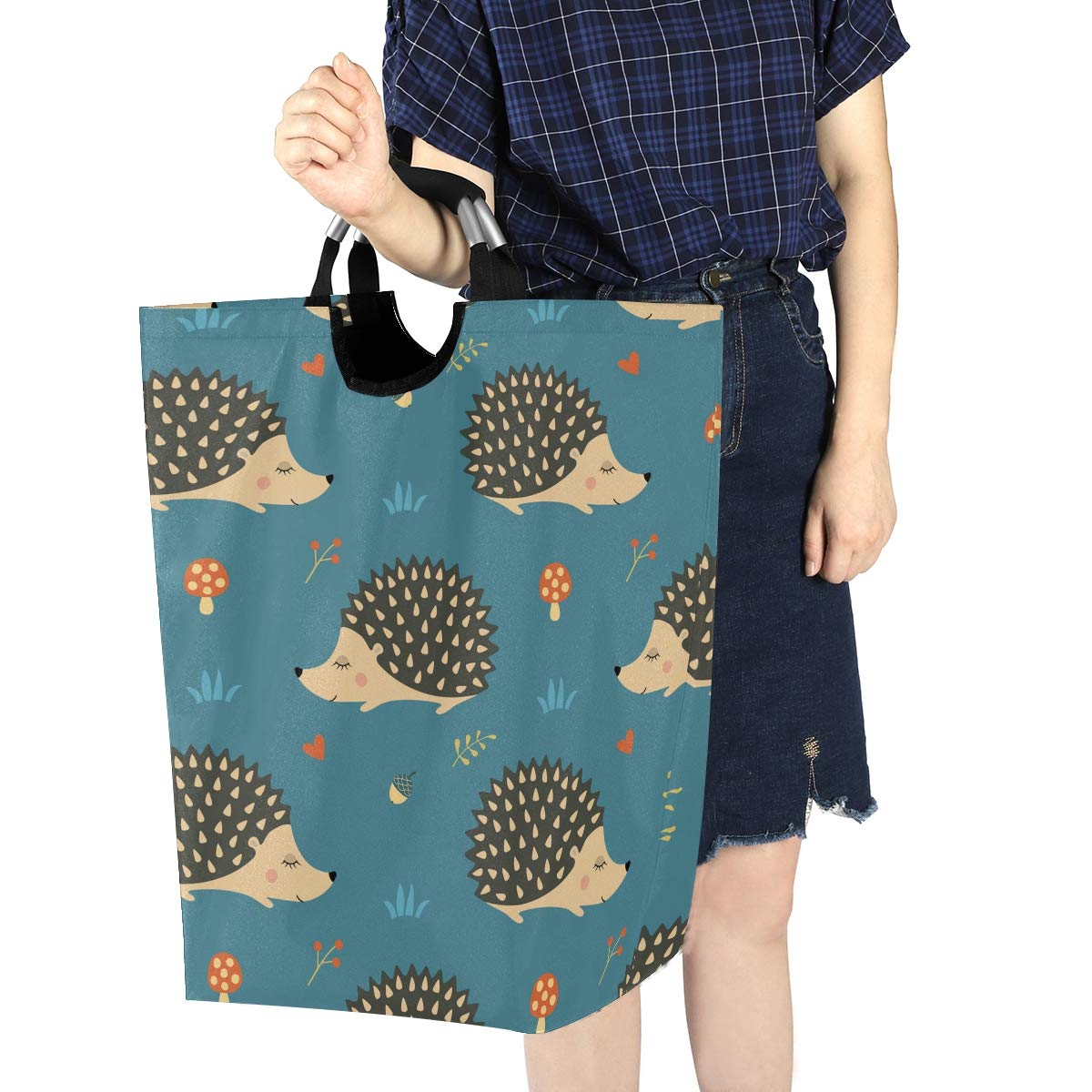 Cute Hand-Drawn Hedgehogs Collapsible Laundry Hamper - Foldable Storage Basket for Kids Room, Dorm & Nursery - Perfect for Dirty Clothes, Toys & Organizing