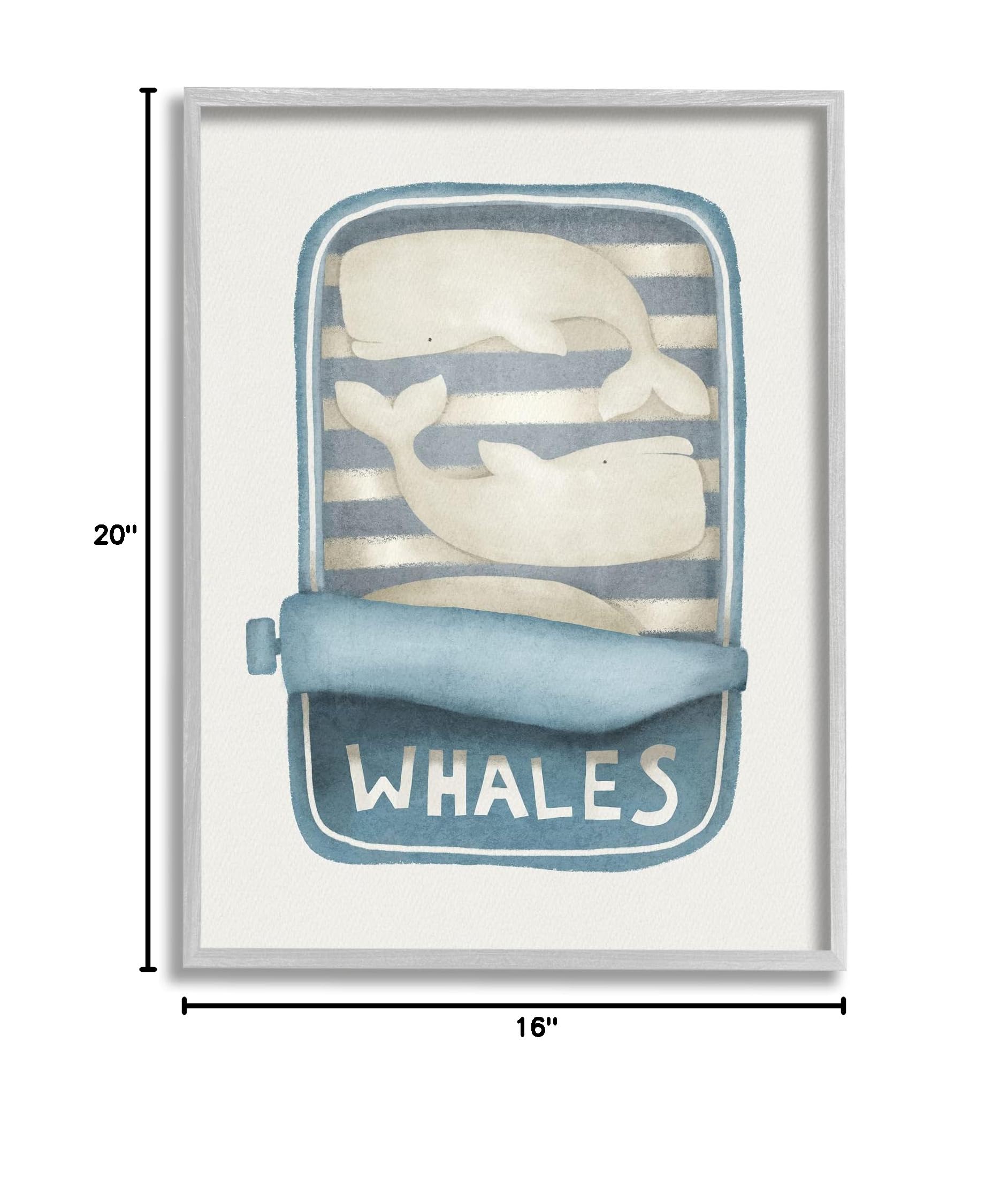Stupell Industries Whimsical Whale Tuna Can Art Print - Sea Life Wall Decor by Leah Straatsma - Perfect for Beach House, Nursery & Coastal Themed Rooms