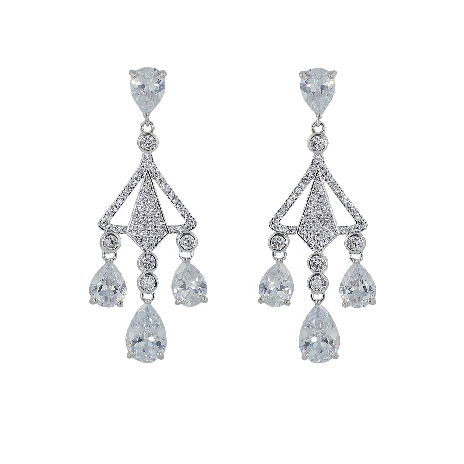 Elegant Cubic Zirconia Dangle Earrings for Women - CE10715 | Perfect for Parties, Weddings & Evening Events