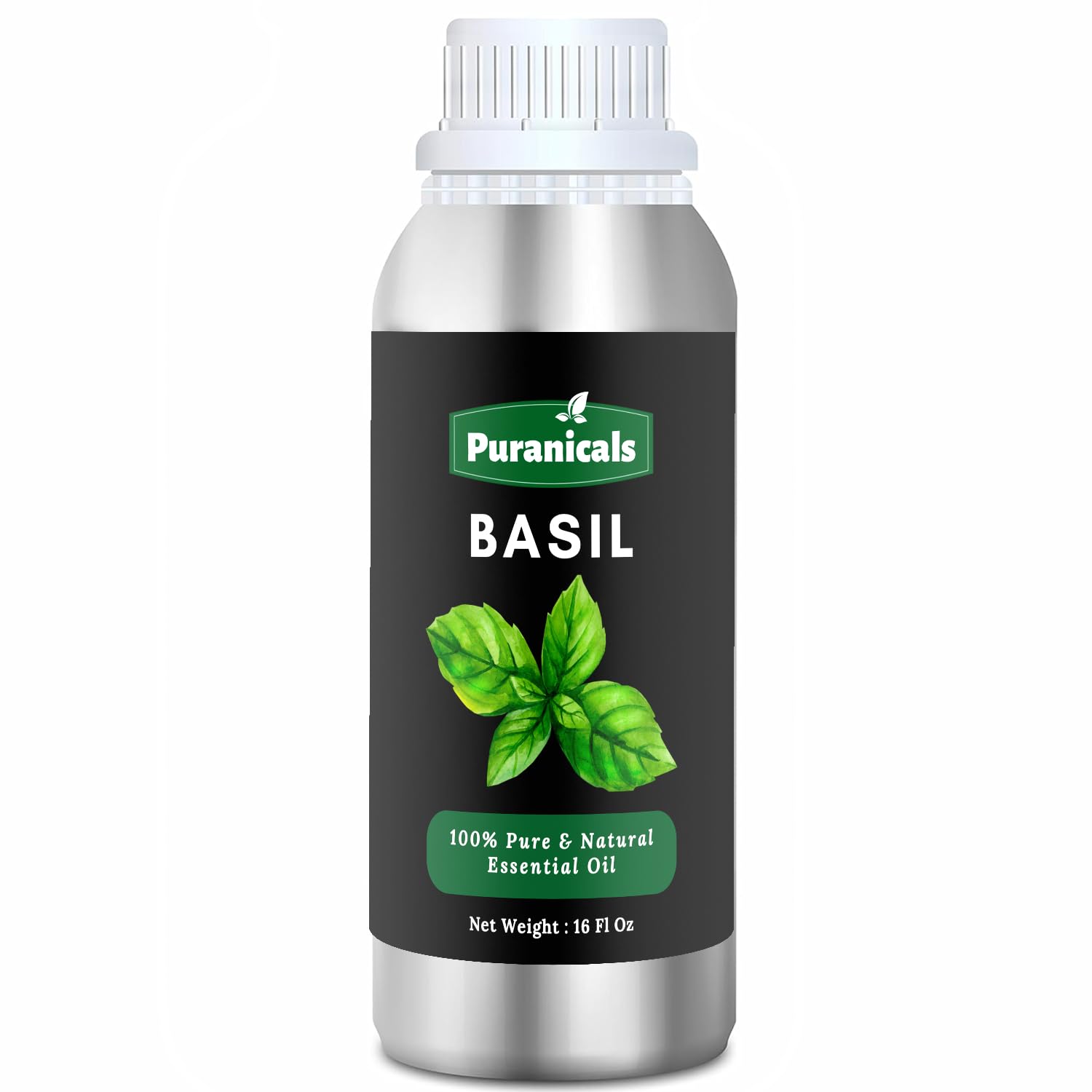 Puranicals Basil Essential Oil 16oz - 100% Pure Natural Undiluted Premium Therapeutic Grade Aromatherapy Oil for Diffuser, Massage & Relaxation