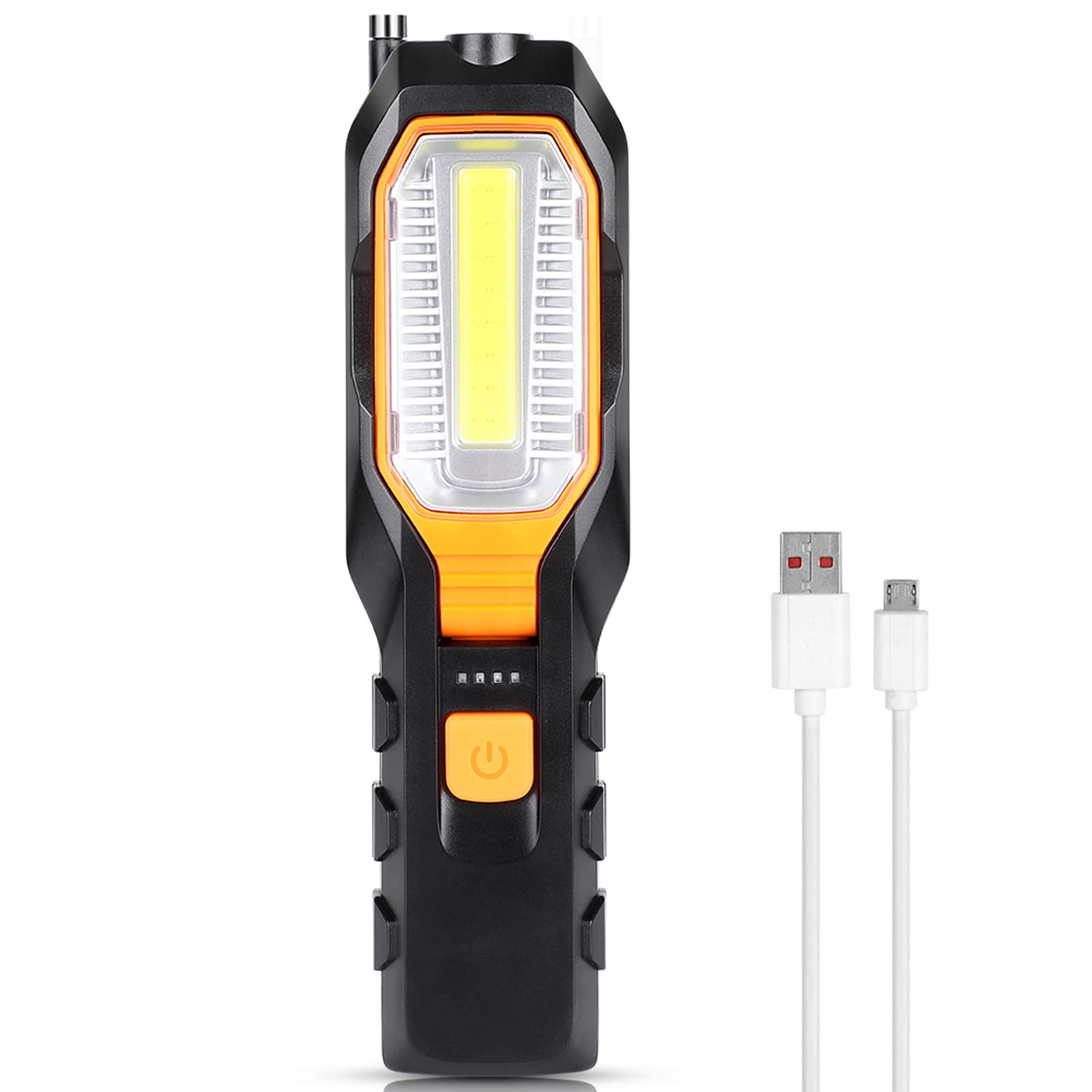 Rechargeable COB LED Work Light with Magnetic Base & Hanging Hook - 4 Brightness Modes for Car Repair, Home Workshop, Camping & Emergency Use | Portable Inspection Lamp for Mechanics, DIY & Outdoor Activities