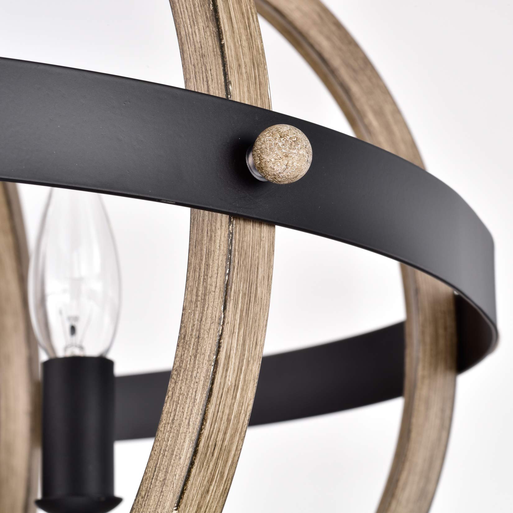 Farmhouse 6-Light Black Globe Chandelier - 21 Inch Kitchen Island Pendant Light for Dining Room, Living Room, Entryway & Foyer - Rustic Ceiling Lighting Fixture for Home Decor & Modern Farmhouse Style