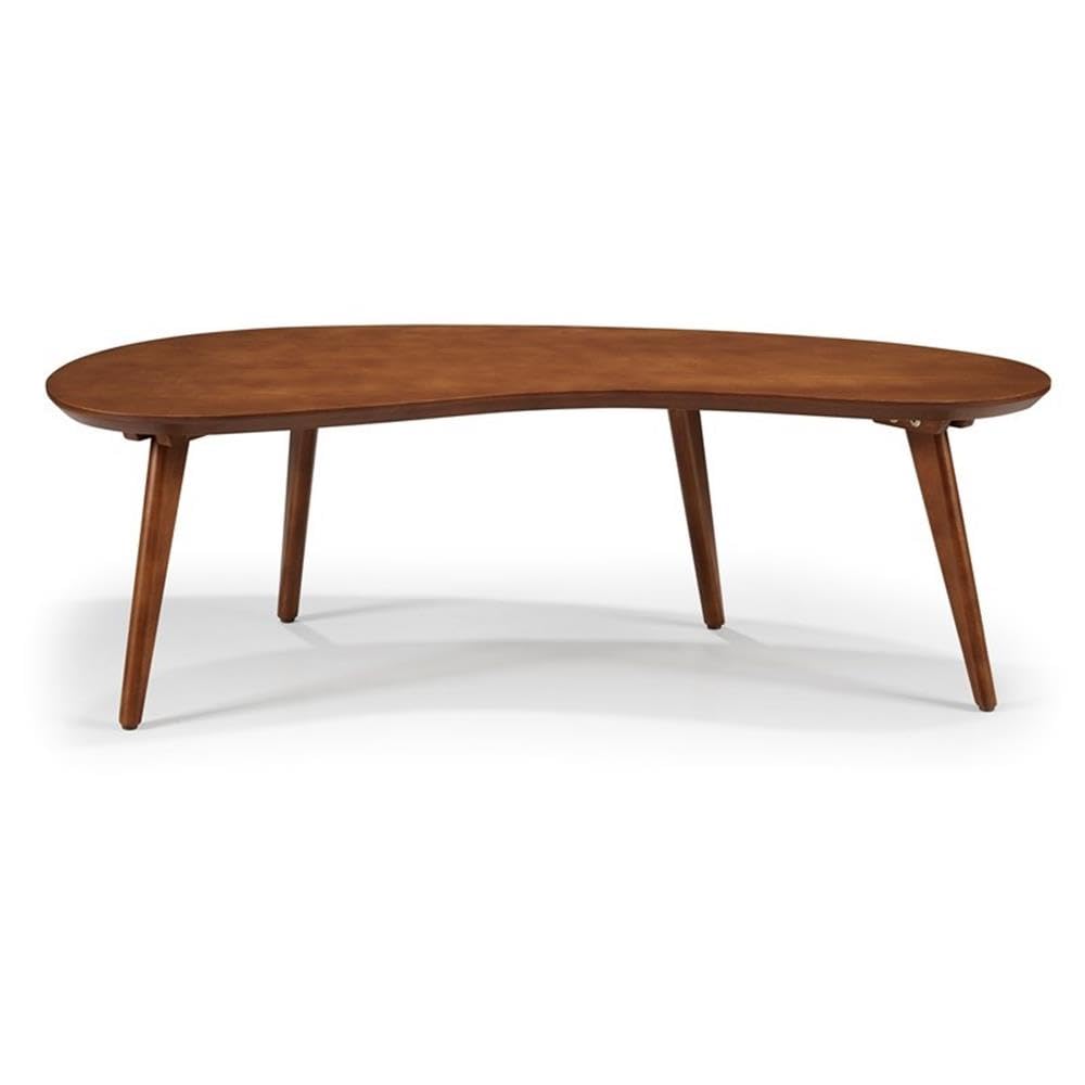 Mid Century Modern Abstract Shaped Coffee Table - Solid Wood with Castanho Finish - Perfect for Living Room, Lounge & Office Decor