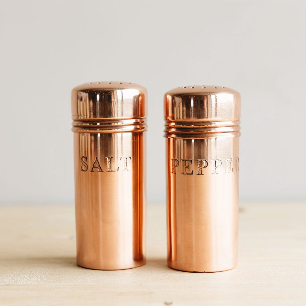 Premium Copper Salt and Pepper Shakers Set - Elegant Kitchen Spice Dispensers for Dining Table, Restaurant & Home Cooking