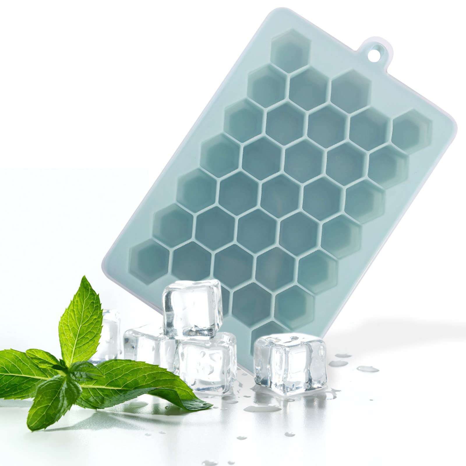 Charella Honeycomb Ice Cube Tray with Lid - 33 Grids, Food Safe Silicone, BPA Free - Perfect for Cocktails, Beverages & Party Drinks