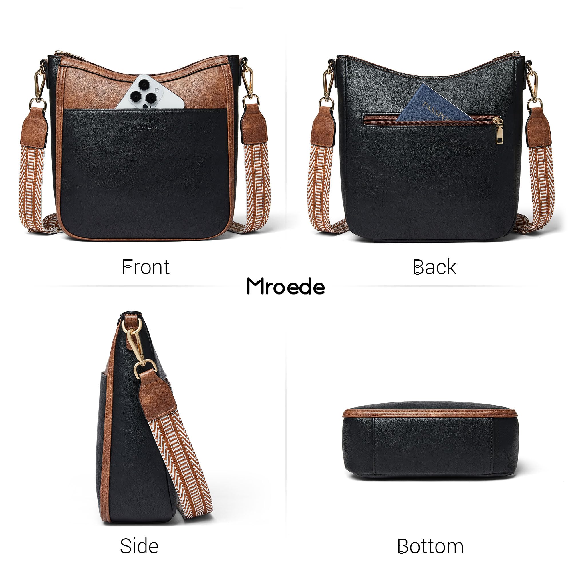 Vegan Leather Crossbody Bags for Women - Stylish Travel Shoulder Purse with Detachable Strap for Daily Use