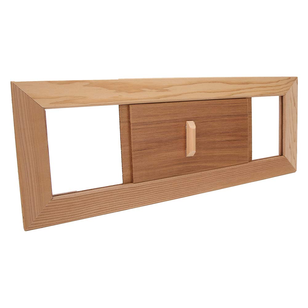 Premium Cedar Wood Sauna Air Vent - Adjustable Rectangle Steam Room Ventilation Panel with Grille | Sauna & Steam Room Accessory for Optimal Airflow & Comfort