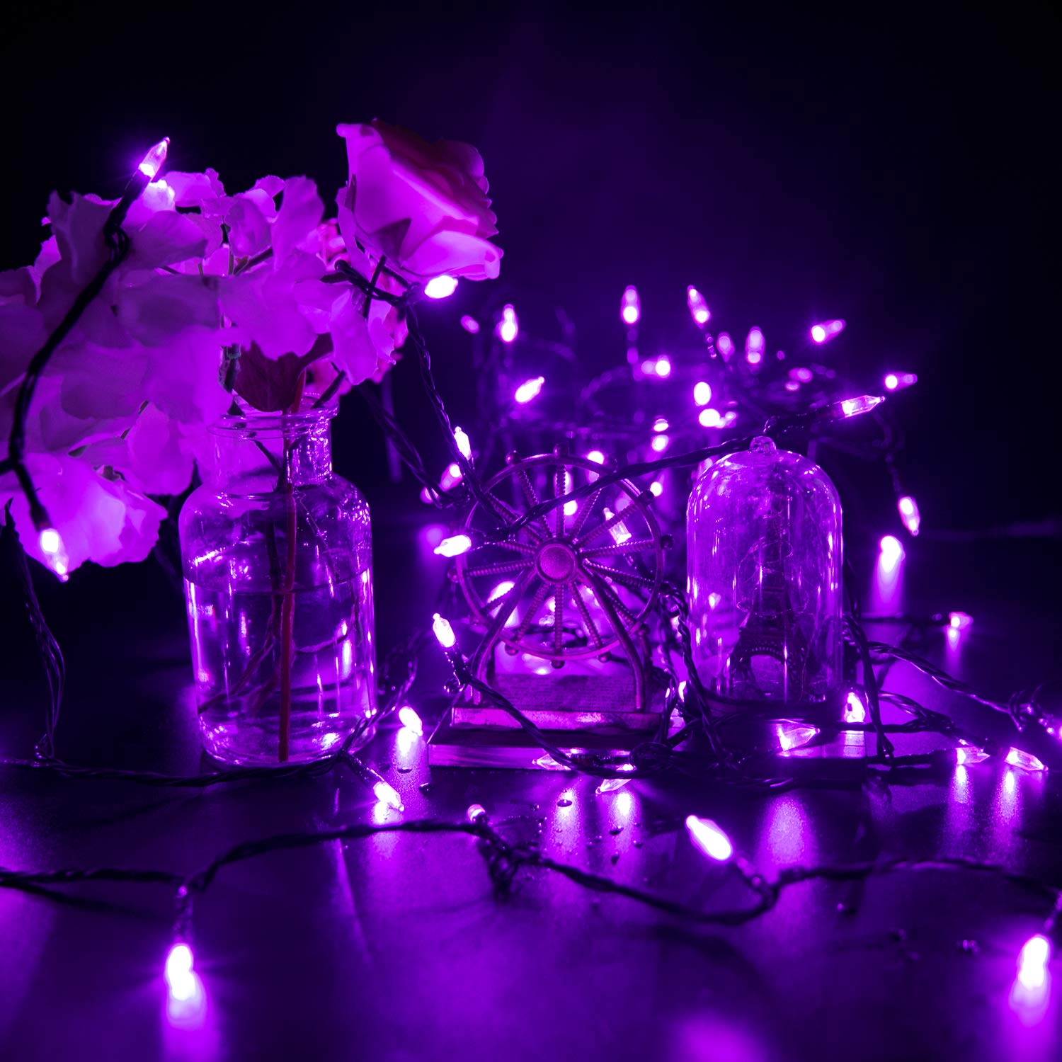 Minetom 200 LED Purple String Lights - 66Ft for Halloween, Christmas & Garden Decor