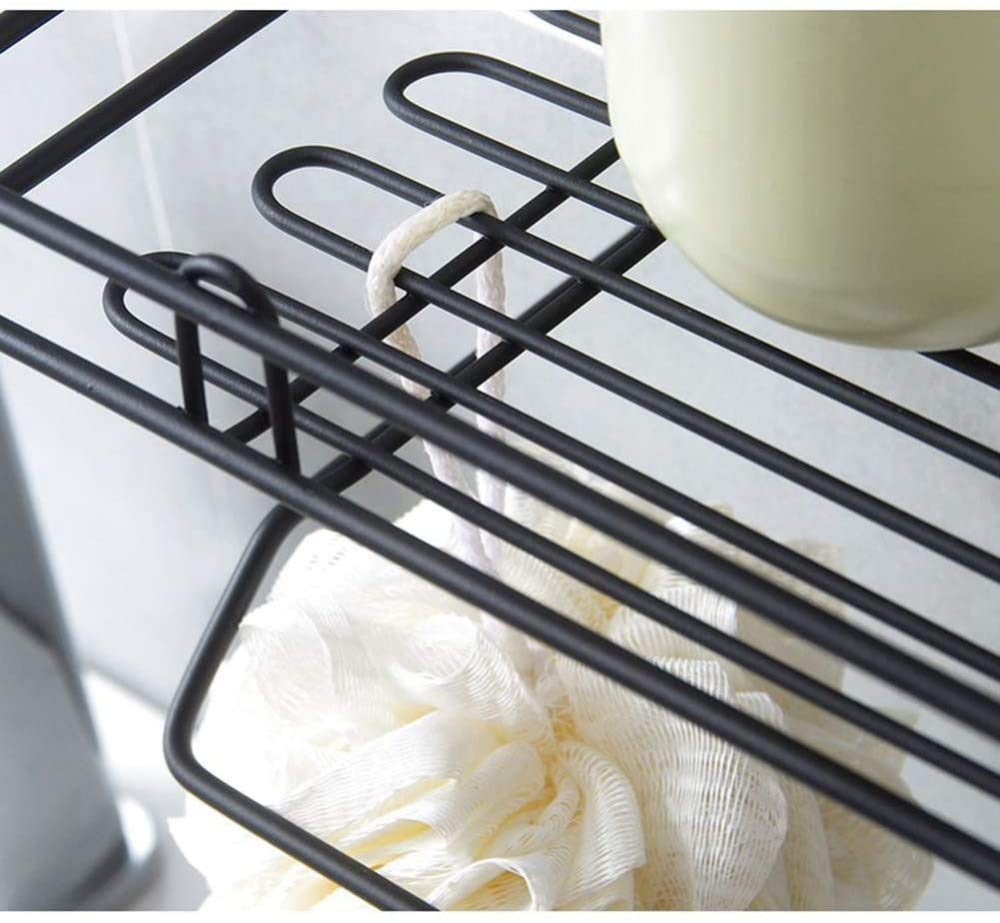 Floating Wall Shelves - Black Iron Storage & Display Organizer (28.5x12.5x11.5cm) - Perfect for Living Room, Bedroom & Office Decor
