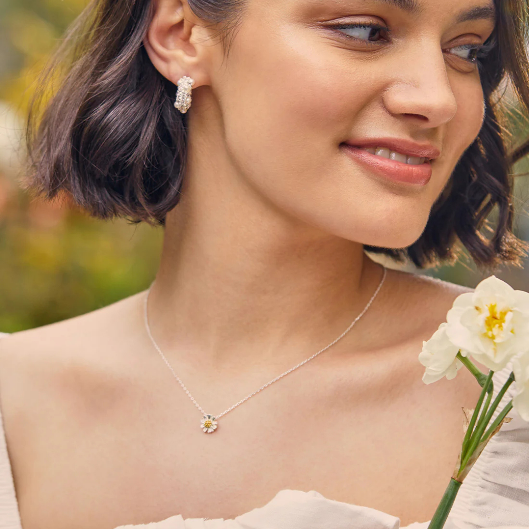 Estella Bartlett Wildflower Necklace - Silver Plated Pendant for Women, Elegant Floral Jewelry Gift for Her, Perfect for Weddings, Anniversaries & Everyday Wear