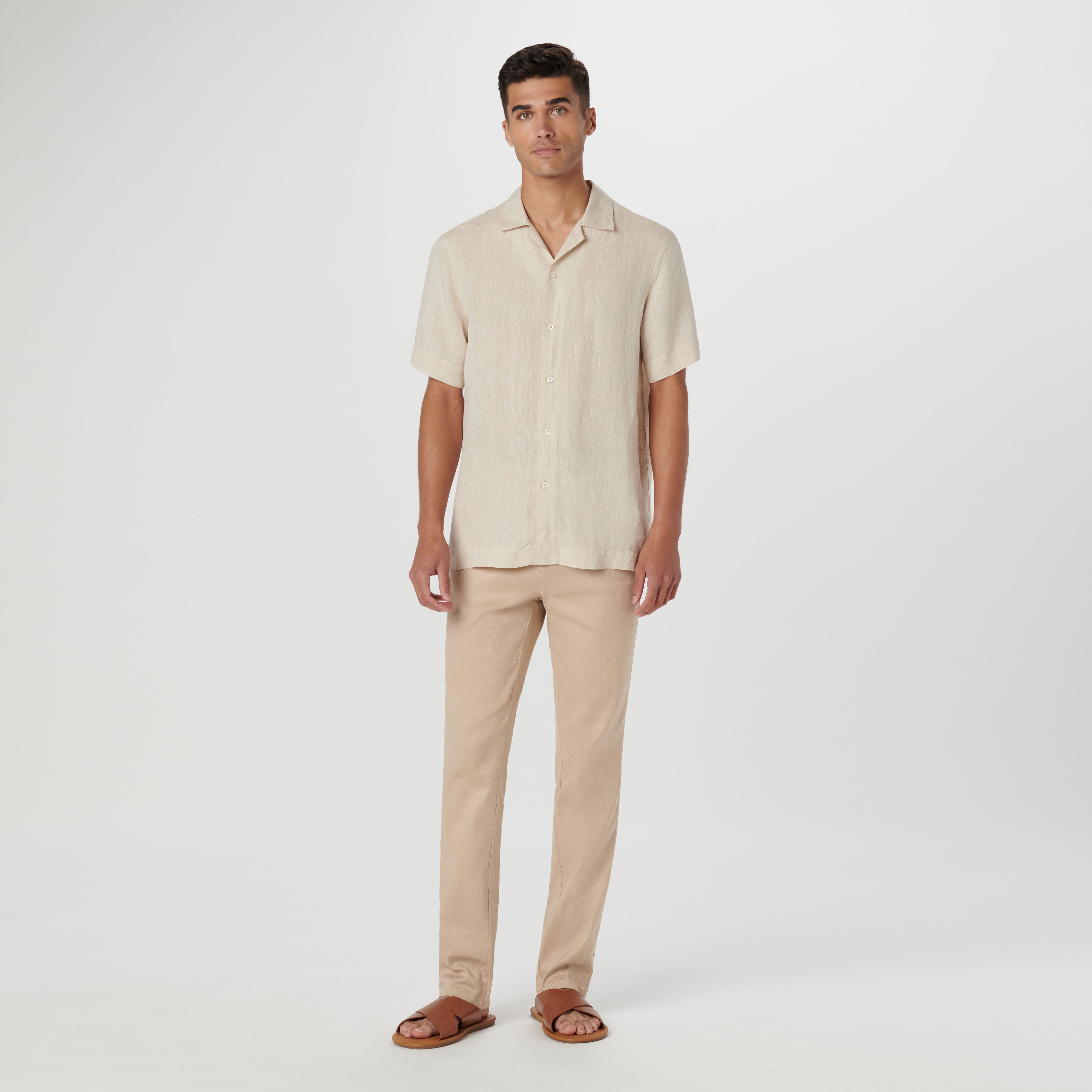 Jackson Solid Linen Camp Shirt for Men - Breathable Summer Casual Button Down Shirt for Outdoor Activities, Travel, and Beach Wear