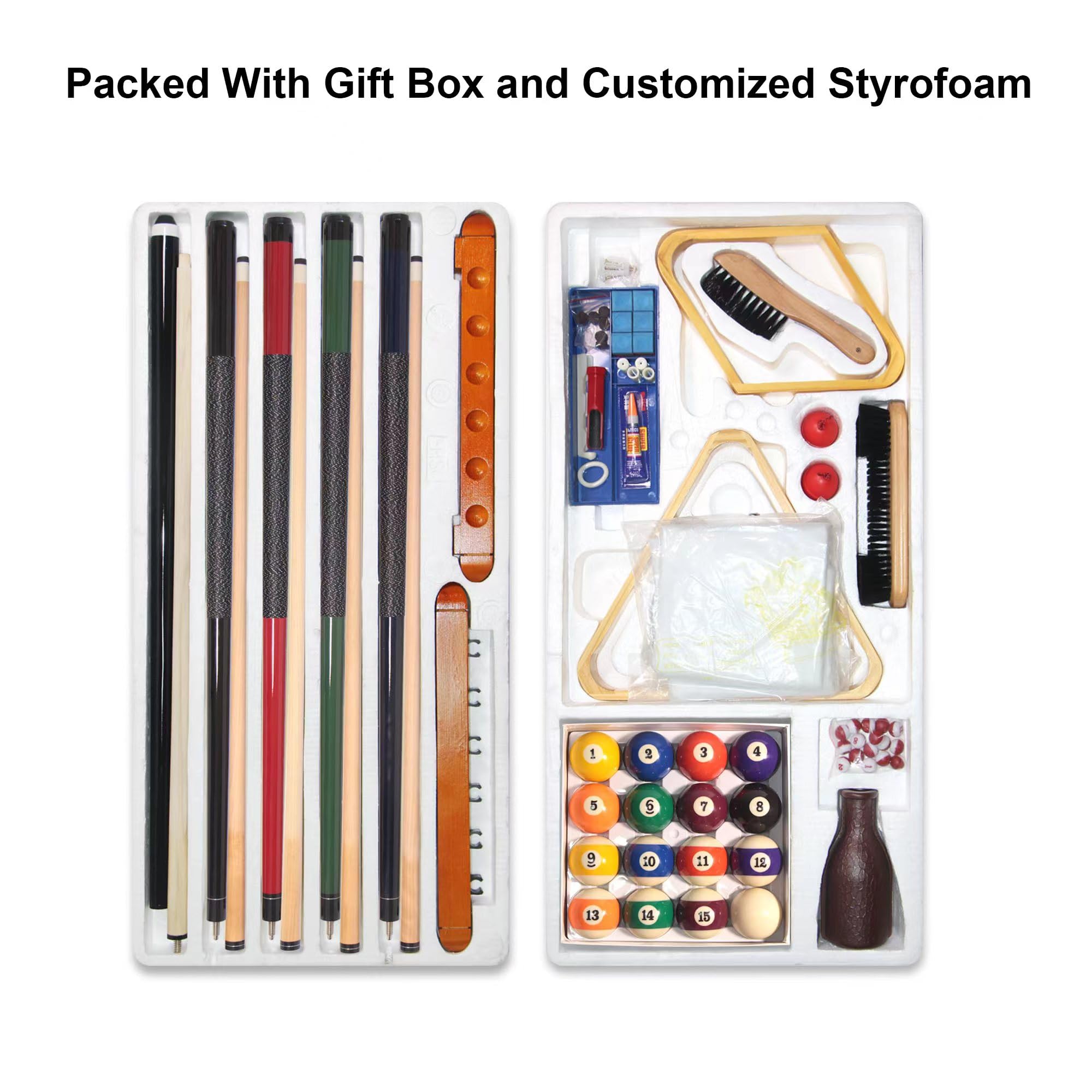 Premium 32-Piece Billiard Accessories Kit - Complete Set with Pool Sticks, Billiard Balls, Bridge Brushes & Table Parts for Professional & Home Game Rooms | Perfect for Pool Halls, Bars, and Family Entertainment